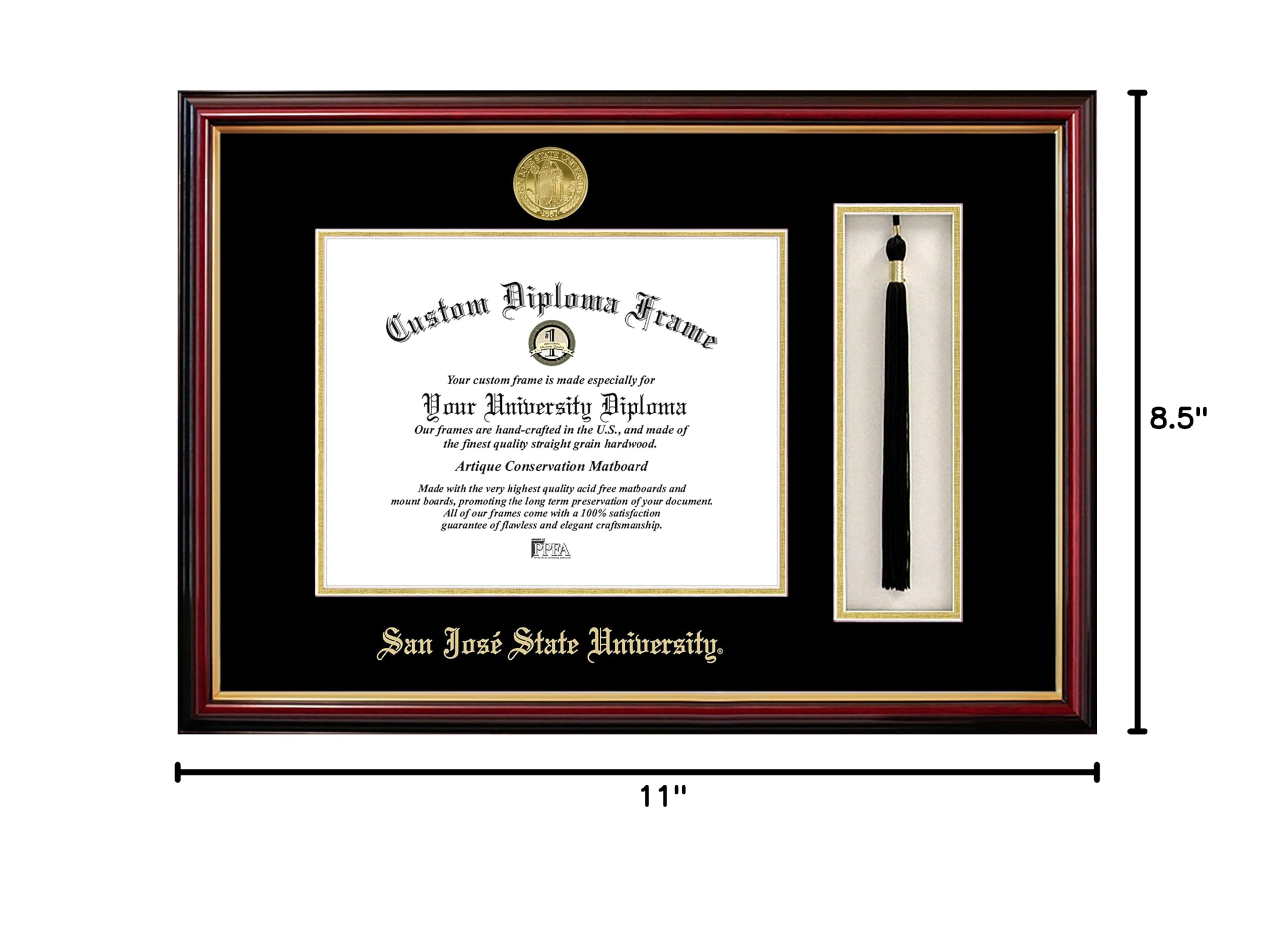 San Jose State University Graduation Tassel Box and Diploma Frame Set - Perfect for Displaying Graduation Memorabilia and Decorating Your Home or Office