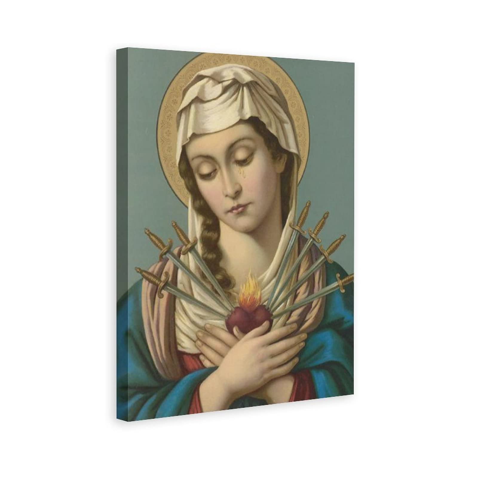 Our Lady of Sorrows Canvas Wall Art - Religious Home Decor for Bedroom, Living Room & Office - 12x18 Inches (30x45cm) - Perfect Gift for Catholic Devotion & Spiritual Spaces