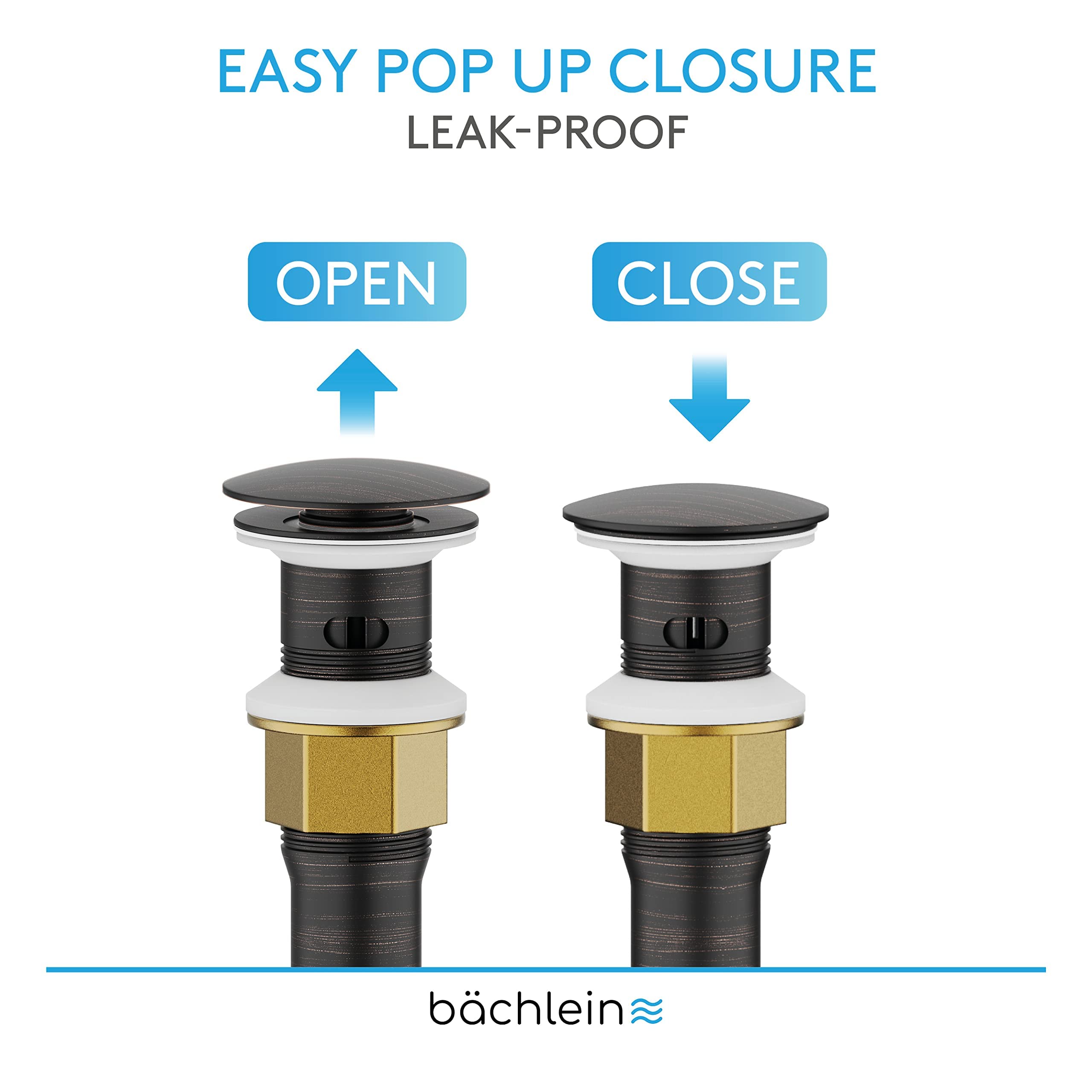 Premium Oil Rubbed Bronze Pop-Up Bathroom Sink Drain with Overflow - Includes 3 Extra Seals & Installation Guide - German Engineered Quality - Perfect for Modern Bathrooms, Renovations & Luxury Home Upgrades