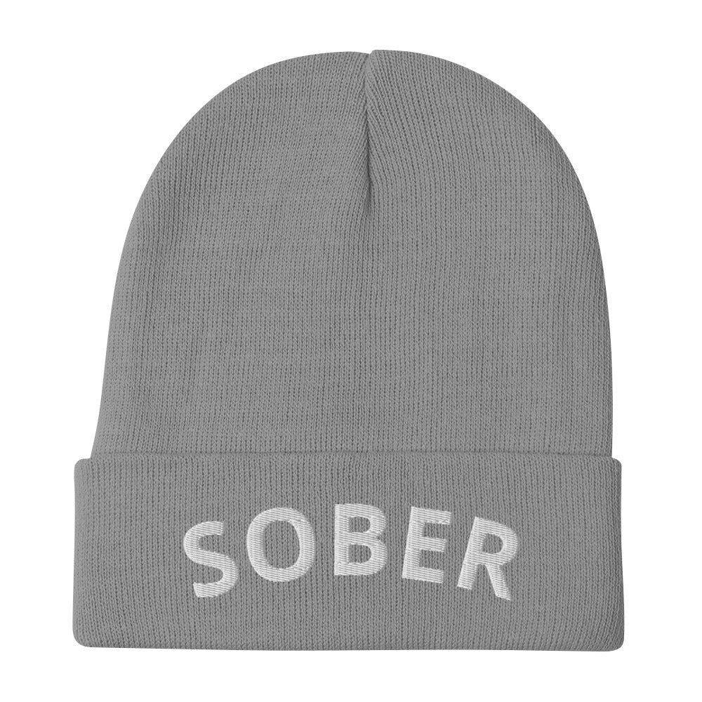 SOBER Embroidered Beanie - White Thread - Multiple Color Options for Men & Women - Perfect for Winter, Streetwear & Casual Outfits