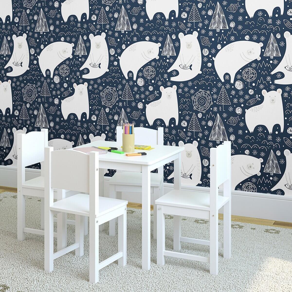 Blue and White Animal Themed Peel and Stick Removable Wallpaper for Nursery - Easy DIY Wall Decor for Kids' Room, Bedroom & Playroom