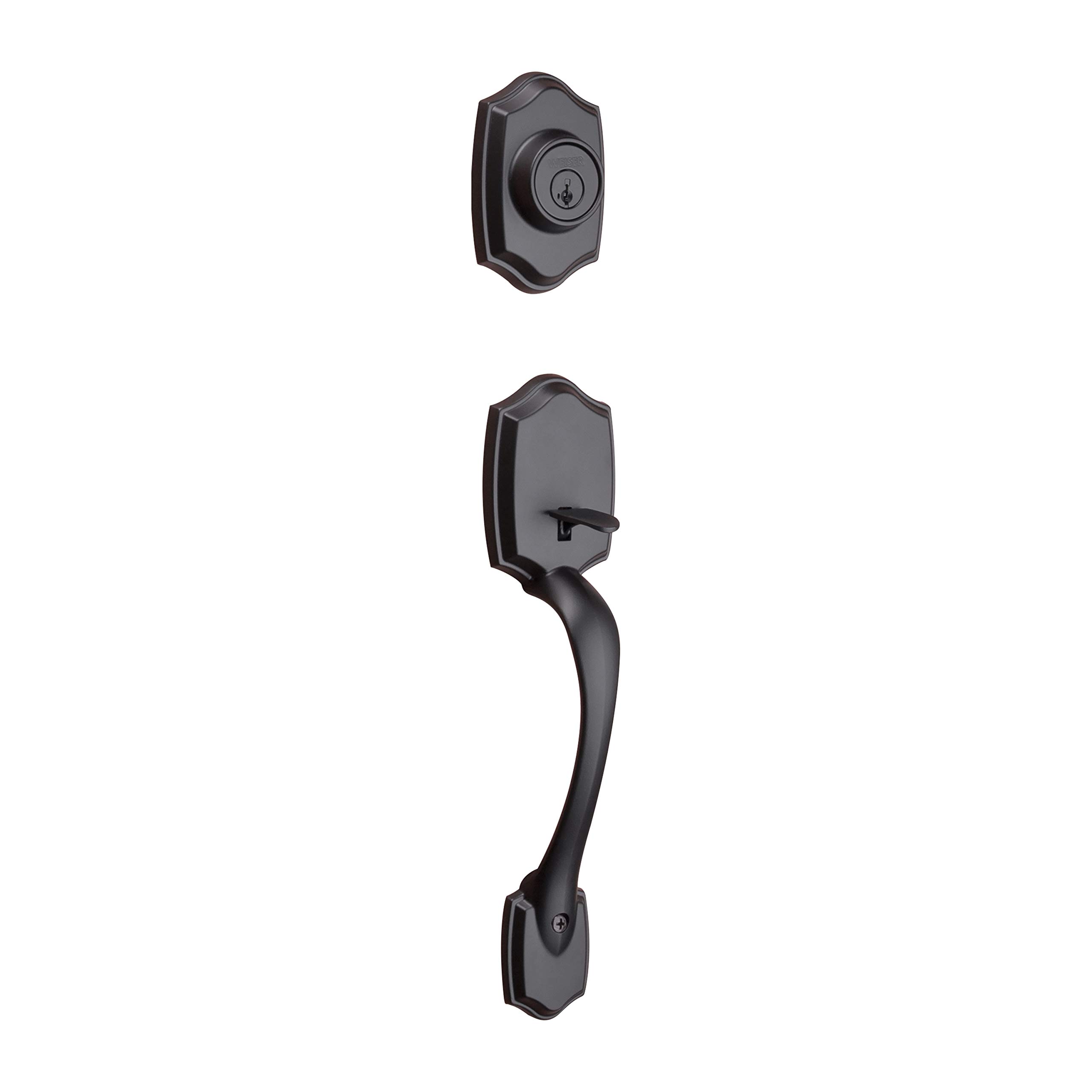 **Weiser Matte Black Front Door Lock & Handle Set with Reversible Belmont Interior Handle – Secure Deadbolt for Home Entry Doors | Perfect for Houses, Apartments & Offices**