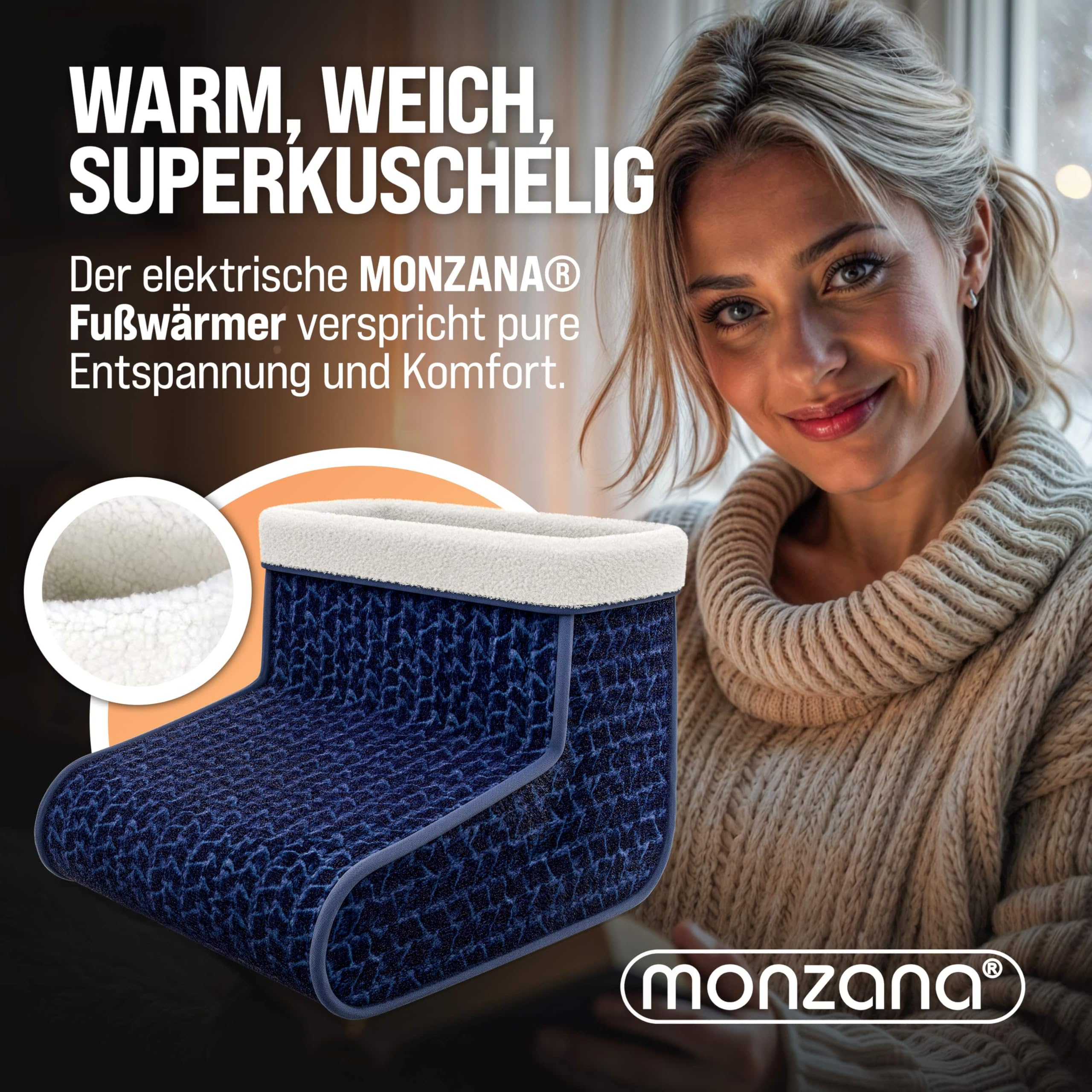 MONZANA® Electric Foot Warmer with 4 Heat Settings & Timer, Size 46.5 - Overheat Protection, Washable - Perfect for Winter, Home & Office Use