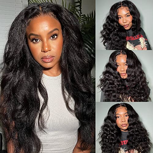 Longqi Kinky Straight U Part Human Hair Wigs for Women - 16 Inch Brazilian Virgin Hair 150% Density No Glue No Sew Beginner Friendly Half Wig with Full Head Clips | Perfect for Daily Wear, Parties & Special Occasions