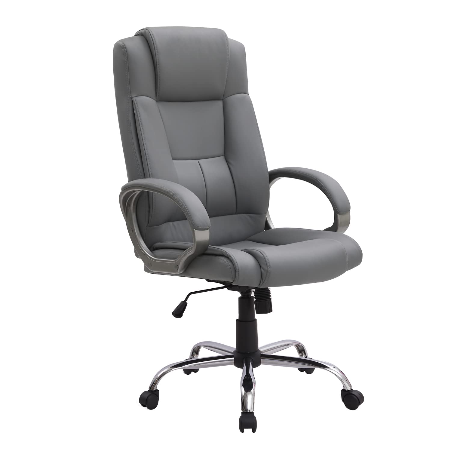 Naomi Home Ergonomic Office Chair - High Back Executive Desk Chair with Wheels, Adjustable Armrests & Lumbar Support, Height/Tilt Swivel Leather Computer Chair - Gray - Perfect for Home Office, Gaming & Workspace Comfort
