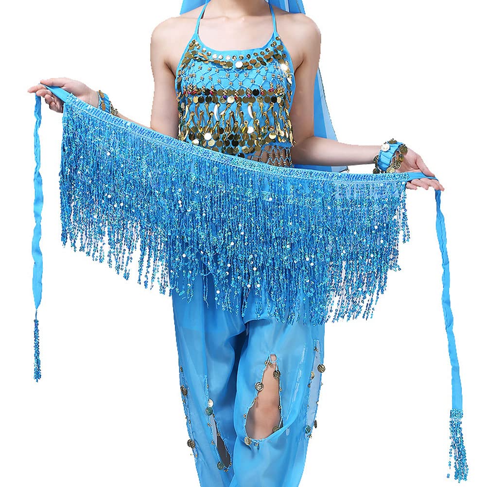 Hathne Women's Belly Dance Hip Scarf - Coin Wrap Skirt for Performance, Festival & Costume - Perfect for Dance Shows, Halloween & Middle Eastern Themed Parties