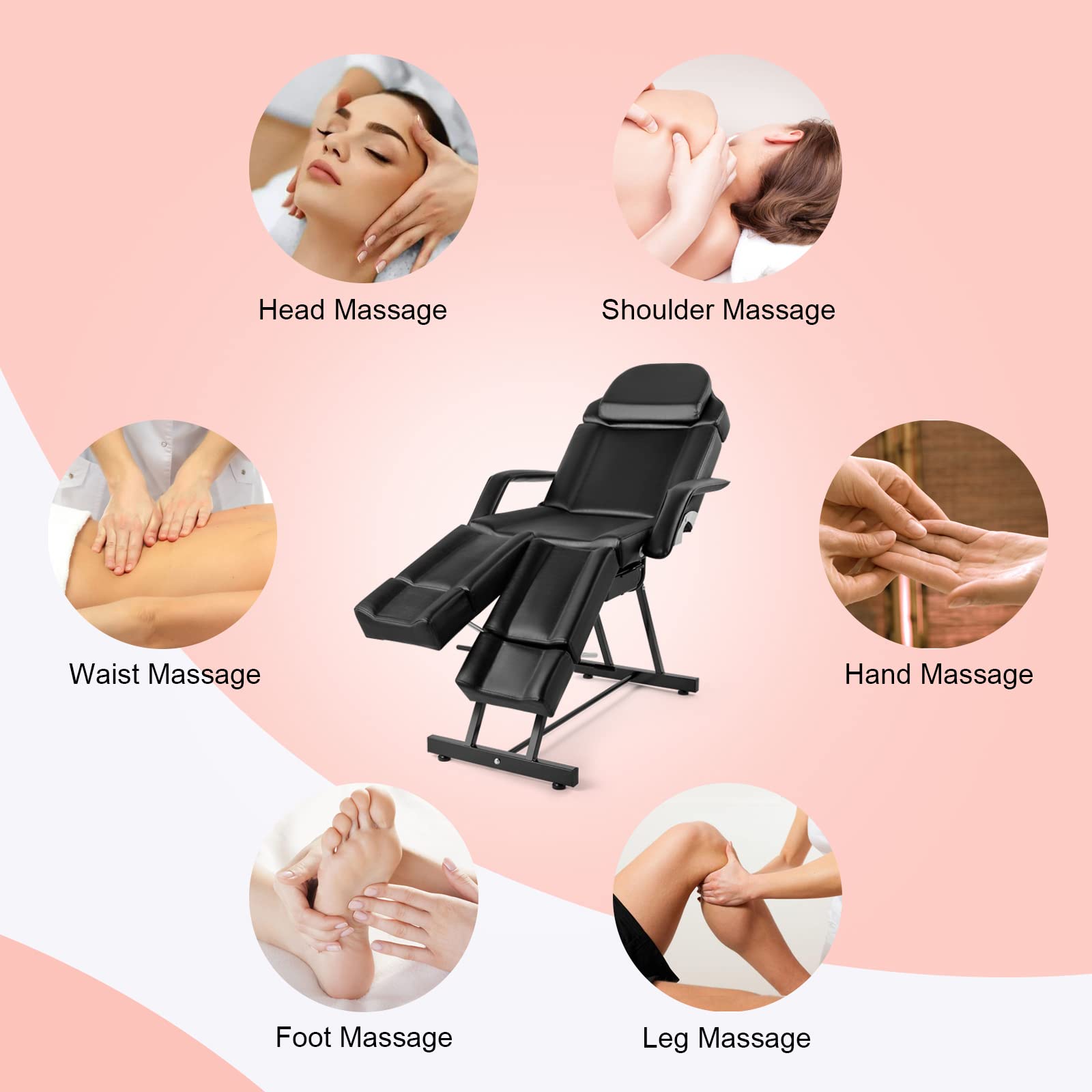 Professional Salon Massage Table Facial Bed with Tray & Split Footrests - Black - Perfect for Eyelash Extensions, Spa Treatments & Beauty Services - Durable & Comfortable for Salon, Spa & Home Use