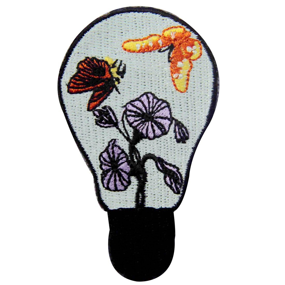Butterfly and Flower Embroidered Iron On Patch - DIY Sew On Badge for Jackets, Bags, Hats & Clothing Decoration