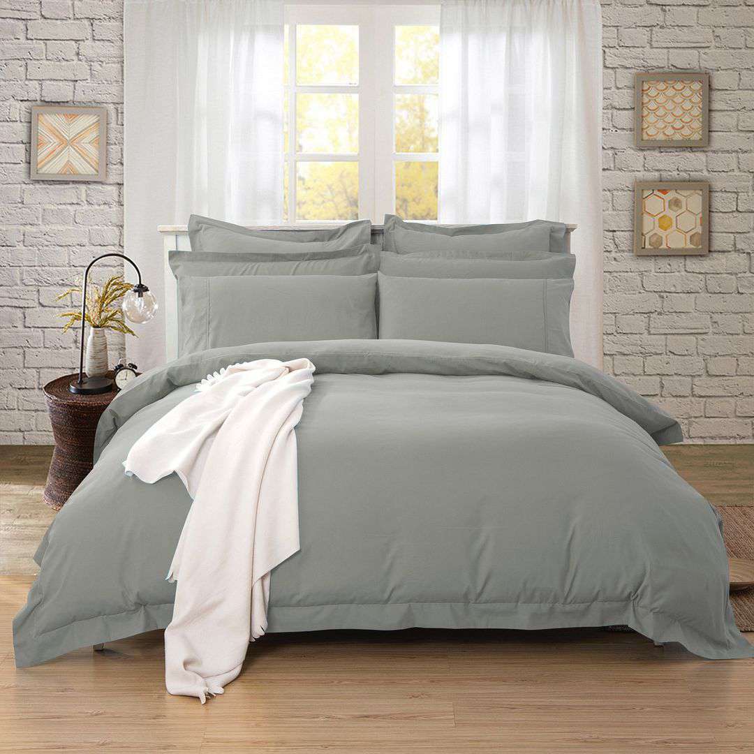 1000 Thread Count Queen Size Grey Duvet Cover Set - Ultra Soft Luxury Bedding for Hotel Style Comfort in Master Bedroom & Guest Room