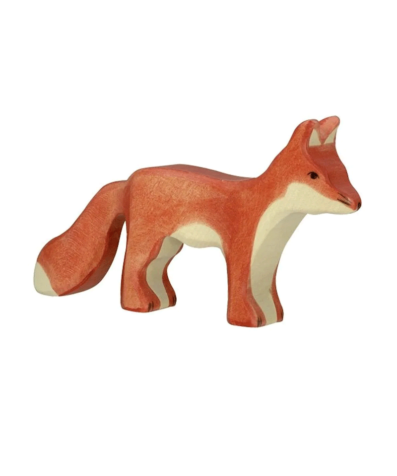 Holztiger Standing Fox Wooden Animal Figure - Handcrafted Nursery Decor, Waldorf Toy for Kids, Perfect for Playrooms & Gift Giving