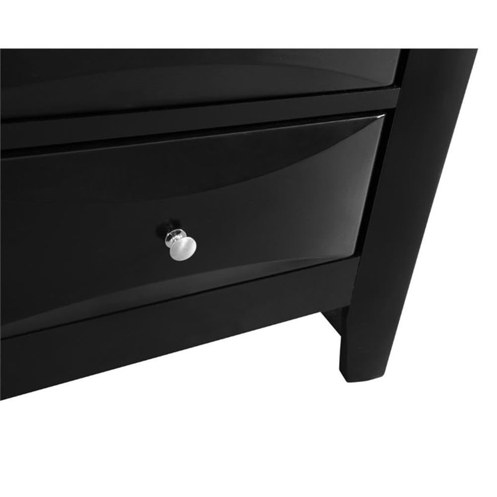 Glory Furniture Marilla 3-Drawer Nightstand in Black - Modern Bedside Table for Bedroom Storage & Organization