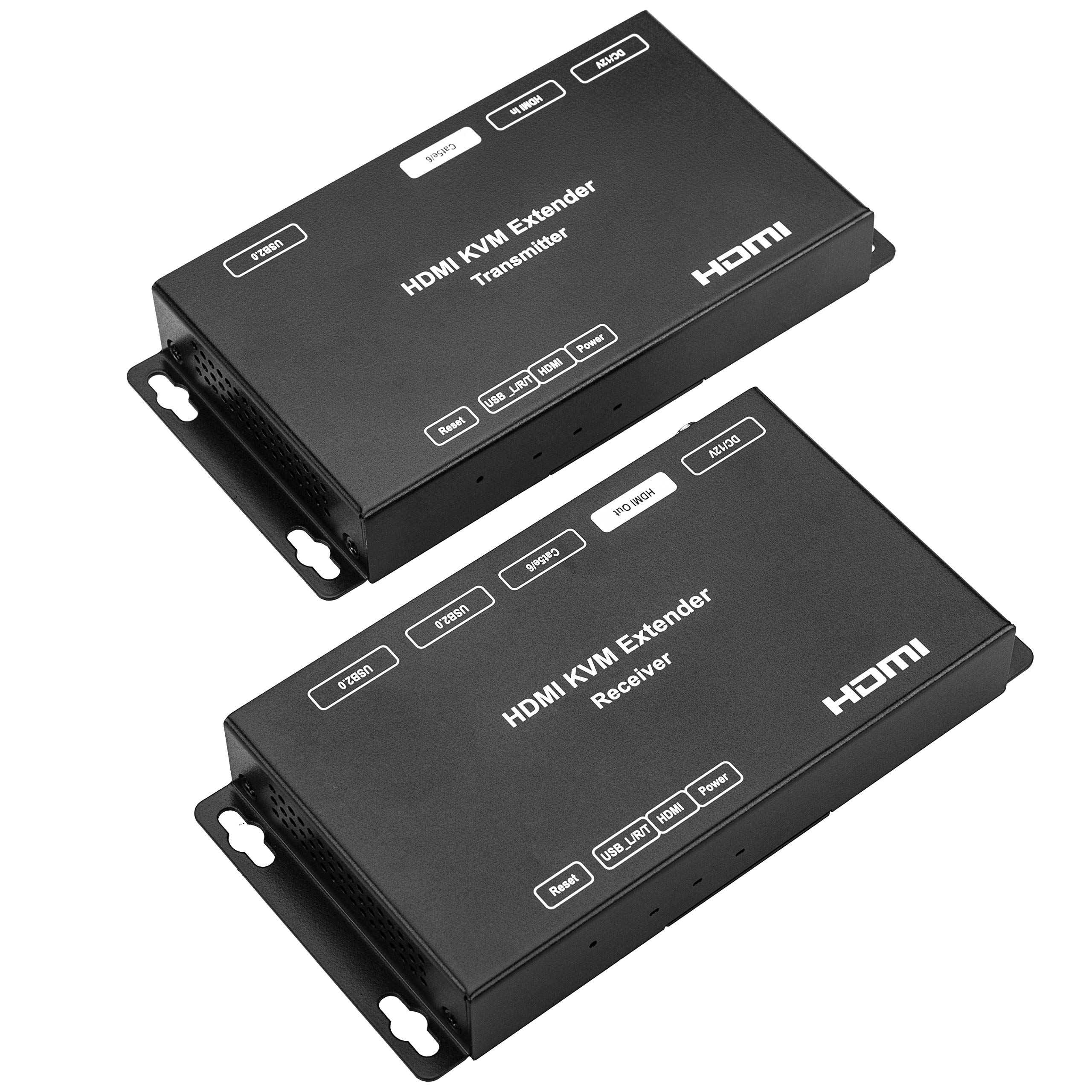 BeMatik HDMI Extender with Keyboard & Mouse Support - Full HD 1080p Over Cat5e/Cat6 Ethernet Cable - 60m Range (HB021) - Perfect for Home Theater, Gaming & Office Workstations