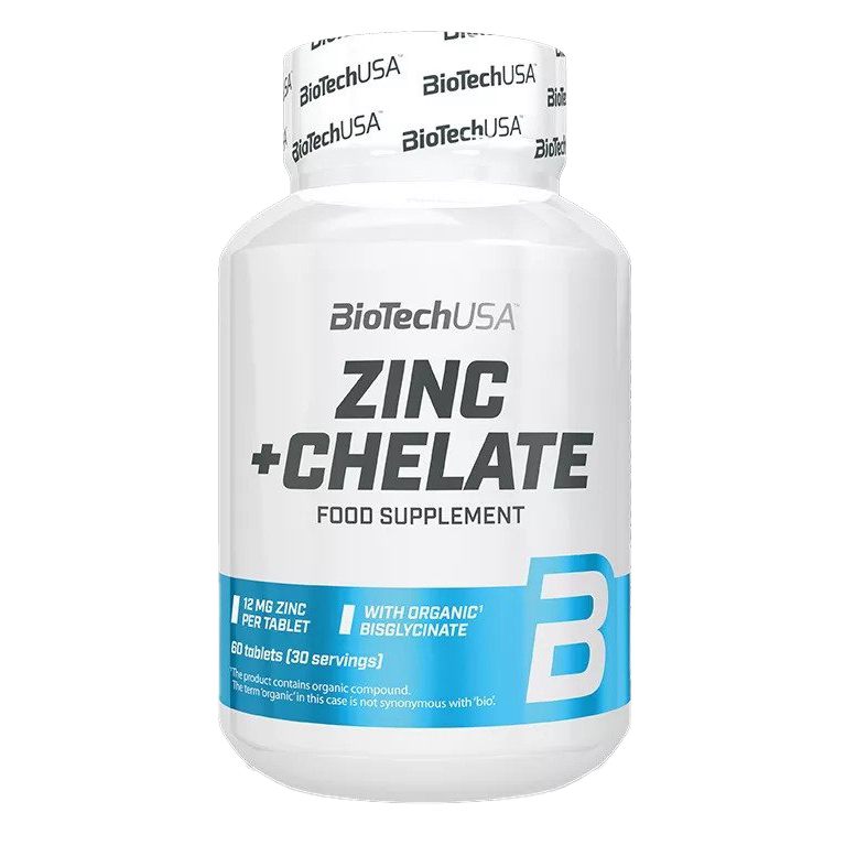 BioTechUSA Zinc + Chelate 60 Tablets - High Absorption Zinc Supplement for Immune Support & Metabolism - Ideal for Athletes, Fitness Enthusiasts & Daily Wellness