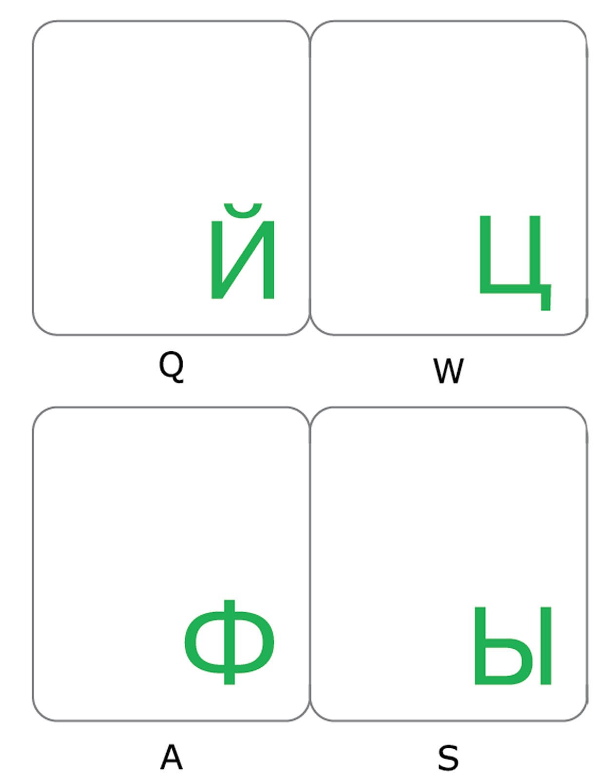 Russian Transparent Keyboard Sticker with Green Letters for Computer & Laptop - Ideal for Typing, Gaming, and Office Use