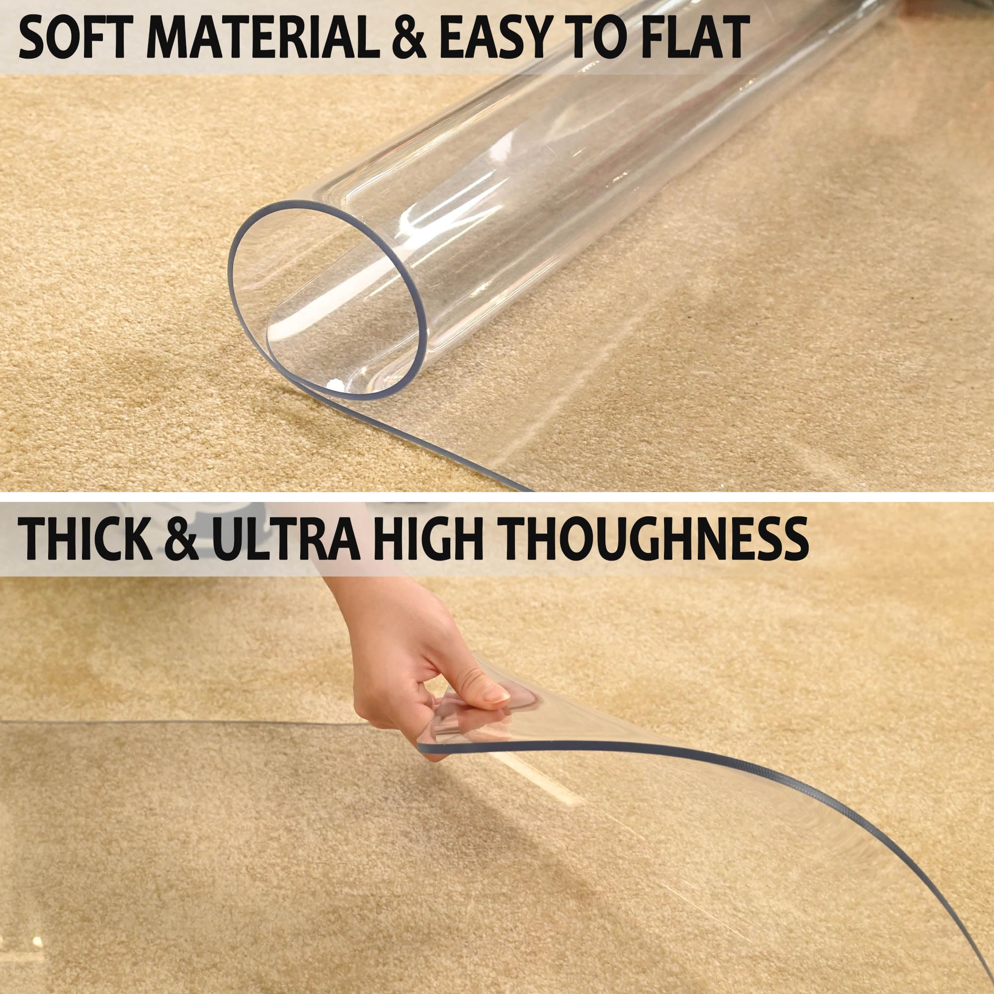 Premium Clear Office Chair Mat for Hardwood Floors & Carpets - 46