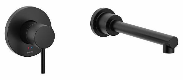 Moen WT391BL Matte Black Wall Mount Tub Filler Trim with Single Handle - Perfect for Modern Bathroom Renovations and Spa-Like Shower Experiences