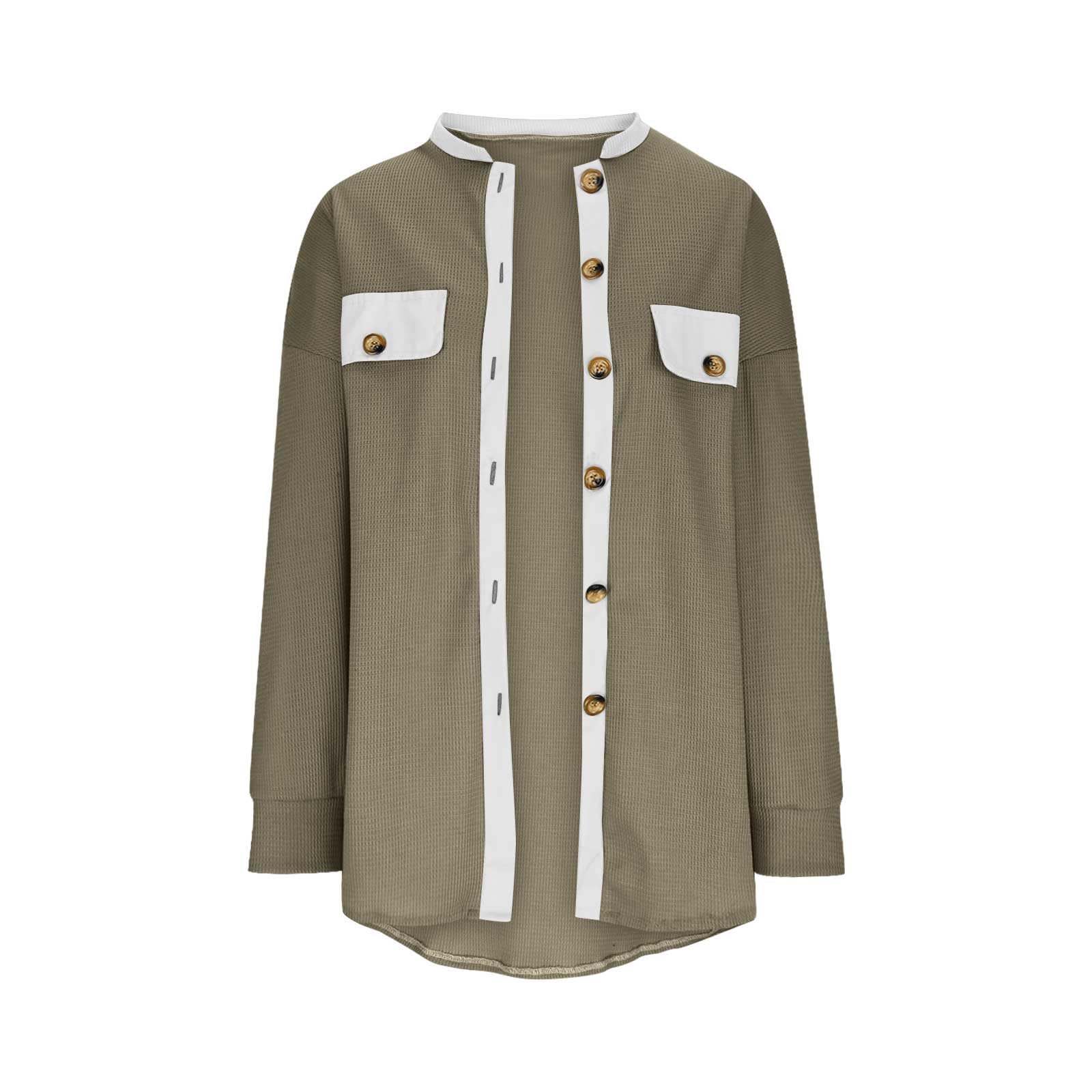 Women's Waffle Knit Shacket Jacket - Casual Oversized Long Sleeve Button Down Shirt for Fall Fashion 2023 | Cozy Layering for Autumn Outfits, Workwear & Weekend Style