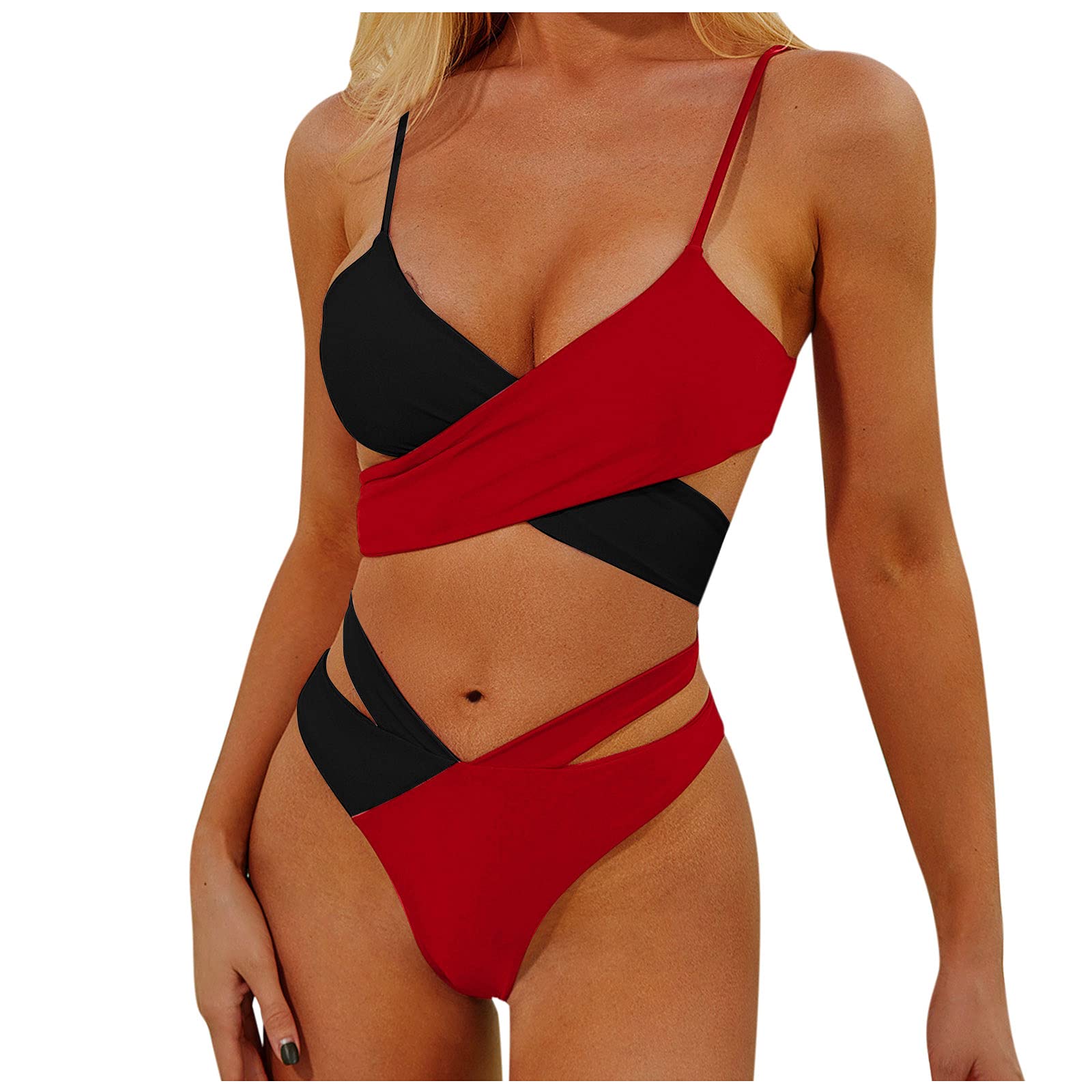 GuGsi Women's High Waisted Bikini Set - 2 Piece Tankini Swimsuit with Padded Cups, High Cut Beachwear for Summer Vacation & Pool Party | Perfect for Swimming, Sunbathing & Tropical Getaways