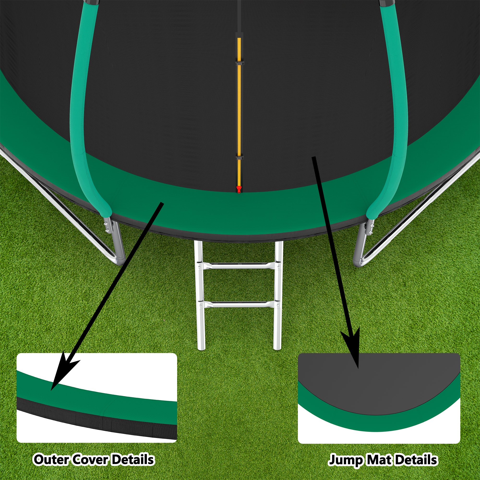 14FT Trampoline with Safety Enclosure & Ladder - ASTM Approved Outdoor Trampoline for Kids - Perfect for Backyard Fun, Exercise & Family Recreation