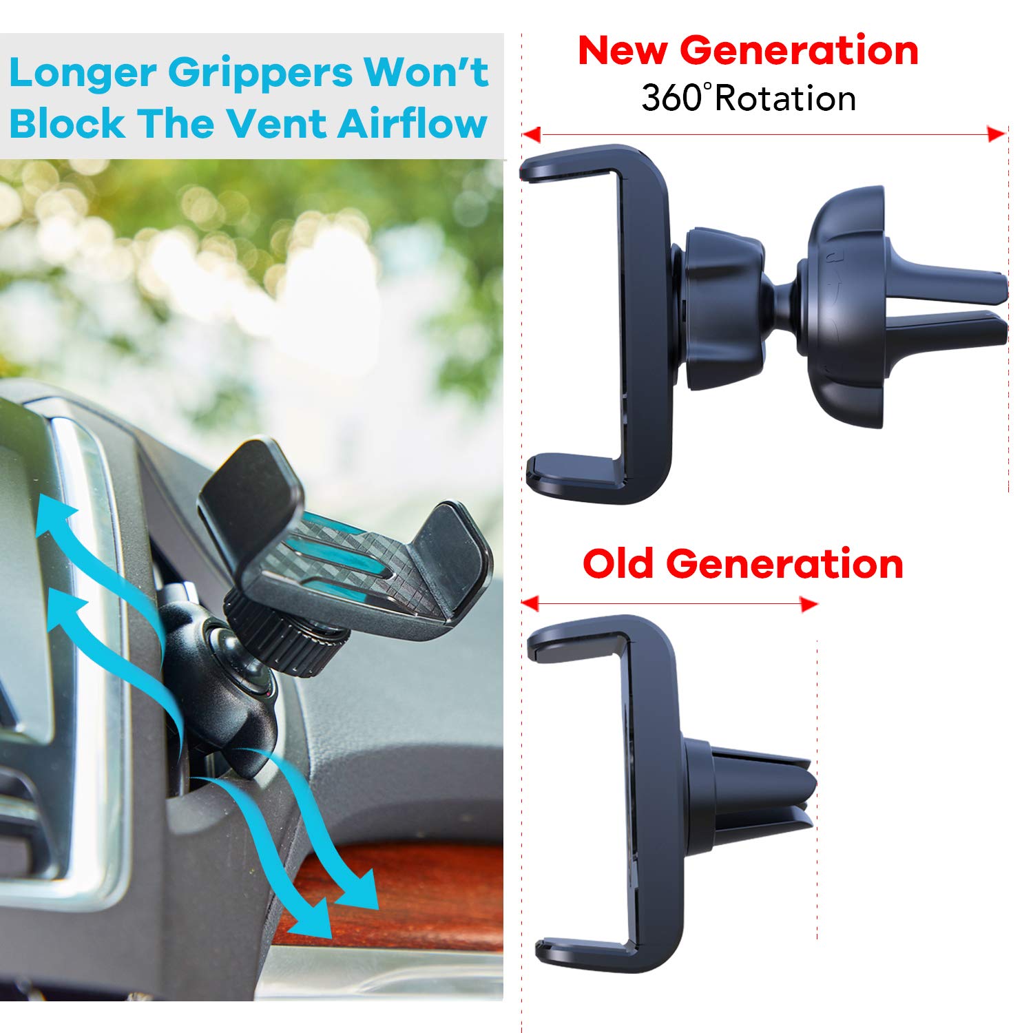 2-Pack Universal Car Vent Phone Mount - Expandable Grip for Safe Driving