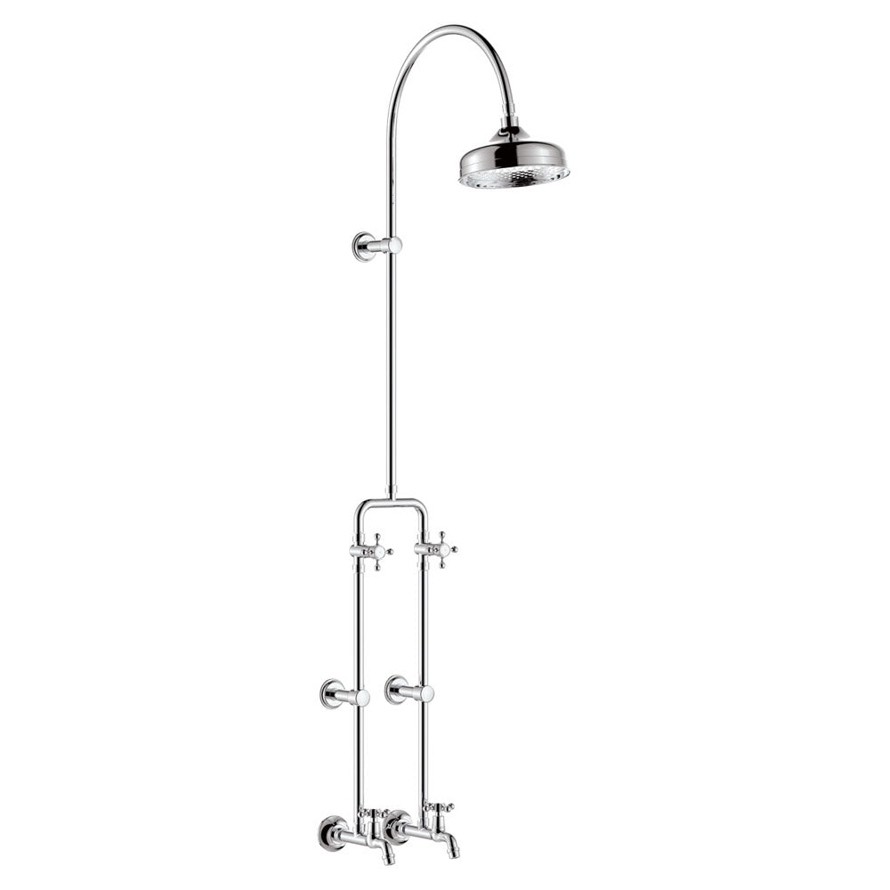 Fienza 455122 Lillian Exposed Rail Shower & Bath Set in Chrome - Modern Bathroom Fixture for Spa-Like Shower Experience