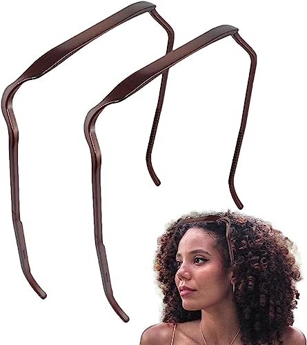 Women's Invisible Hair Hoop Headbands for Curly & Thick Hair - Large & Medium Size, Comfortable No-Slip Hair Accessories (Brown) | Perfect for Workouts, Yoga, Office & Everyday Styling