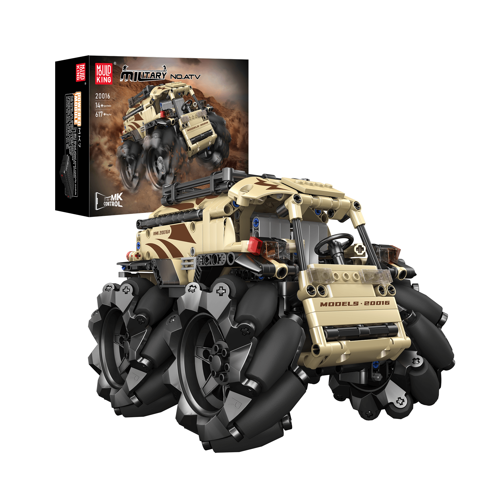 Mould King 20016 Mecanum Wheel ATV Remote Control Car Building Kit - 617 PCS STEM Toy for Kids & Adults | Perfect for Indoor Racing, Off-Road Adventures & DIY Robotics Projects