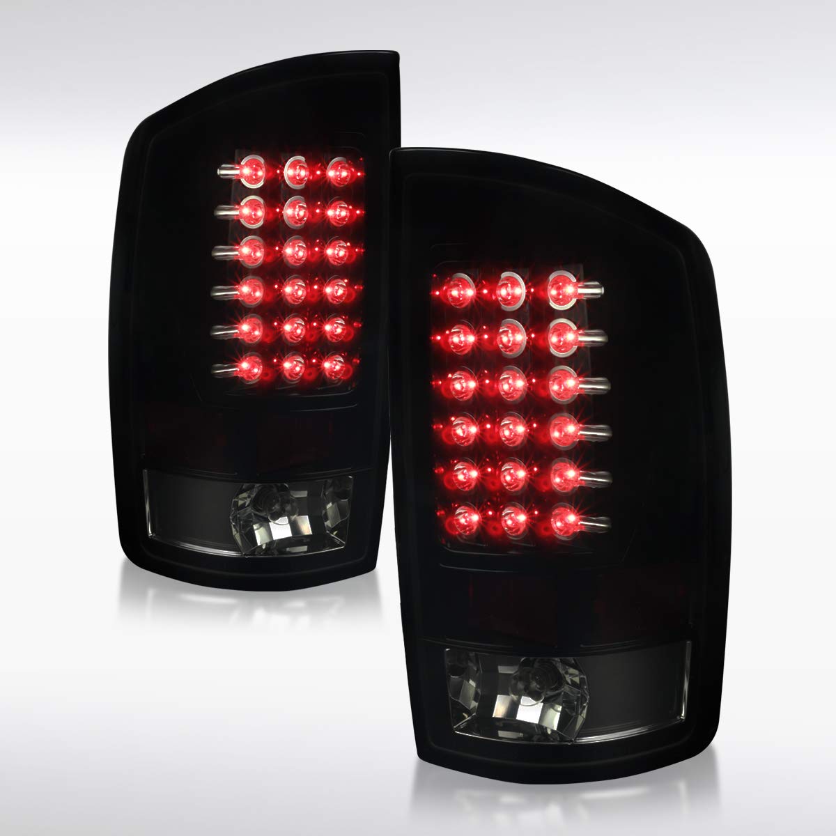 AUTOZENSATION LED Tail Lights for 2002-2006 Dodge Ram 1500/2500/3500 - Glossy Black Housing with Smoke Lens - Left & Right Pair Assembly - Upgrade Your Truck's Style & Visibility for Night Driving & Towing