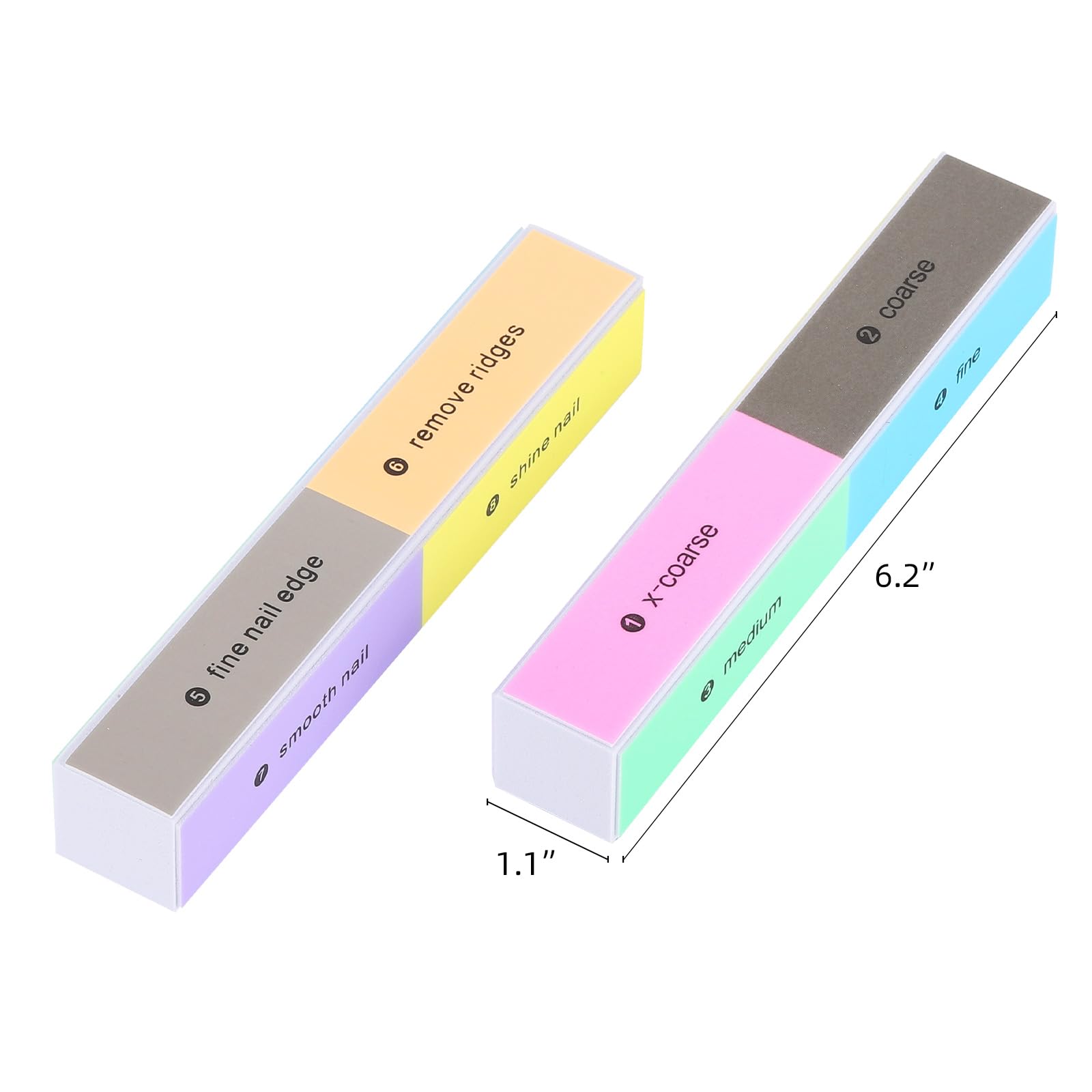 6 Pcs 8-Way Nail Buffer Blocks - Professional Nail Files for Natural & Acrylic Nails - All-in-One Buffing Block for Shaping, Smoothing, Polishing & Shining - Perfect for Home Manicures & Salon Nail Care