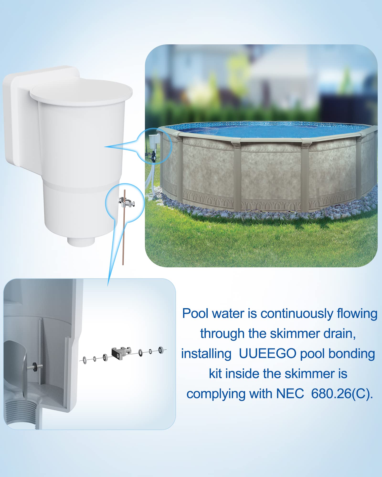 Above Ground Pool Bonding Kits - Pool Water Mechanical Connectors for Safe & Durable Above Ground Pools - Direct Water Contact - Perfect for Backyard, Family & Summer Pool Safety