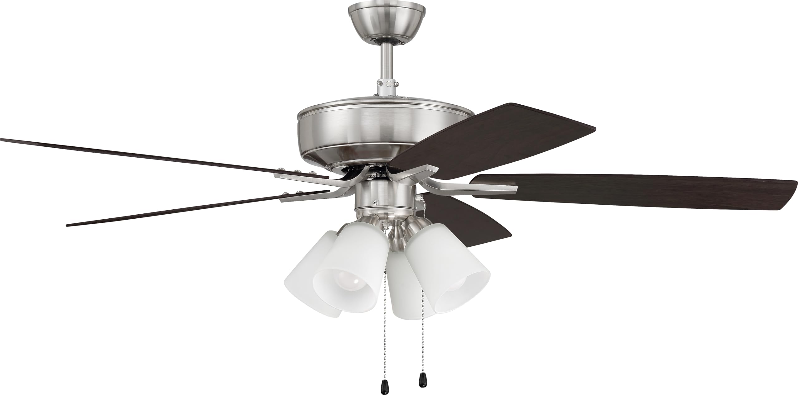 Craftmade P114BNK5-52DWGWN 52-Inch Indoor Ceiling Fan with LED Light Kit, Pull Chain Control, 5 Reversible Driftwood/Grey Walnut Blades, Brushed Nickel Finish - Perfect for Living Room, Bedroom, or Patio Cooling