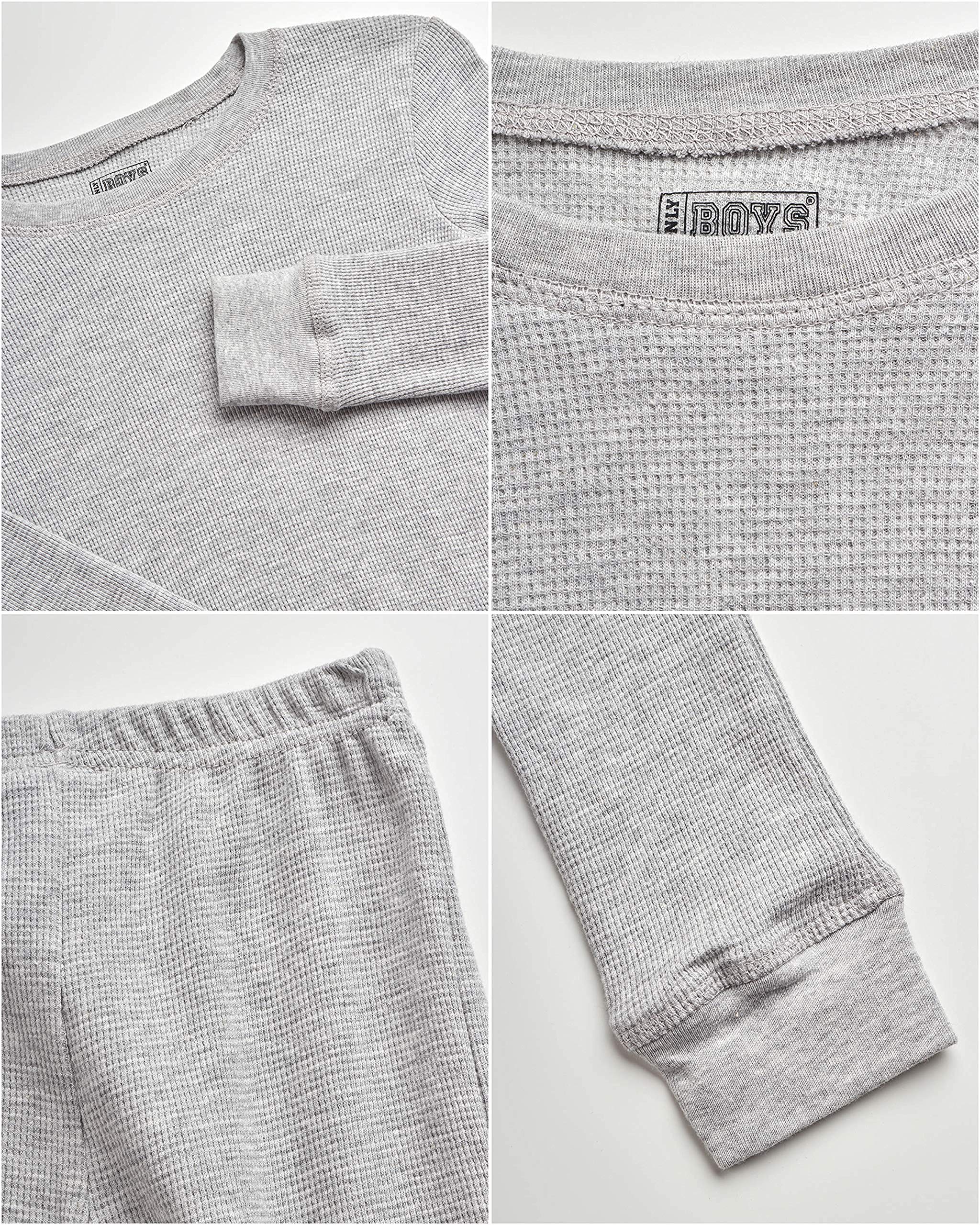 Boys' Thermal Underwear Set 4-Piece Waffle Knit Top & Long Johns (2T-16) - Warm Winter Base Layer for Kids Outdoor Activities & Cold Weather