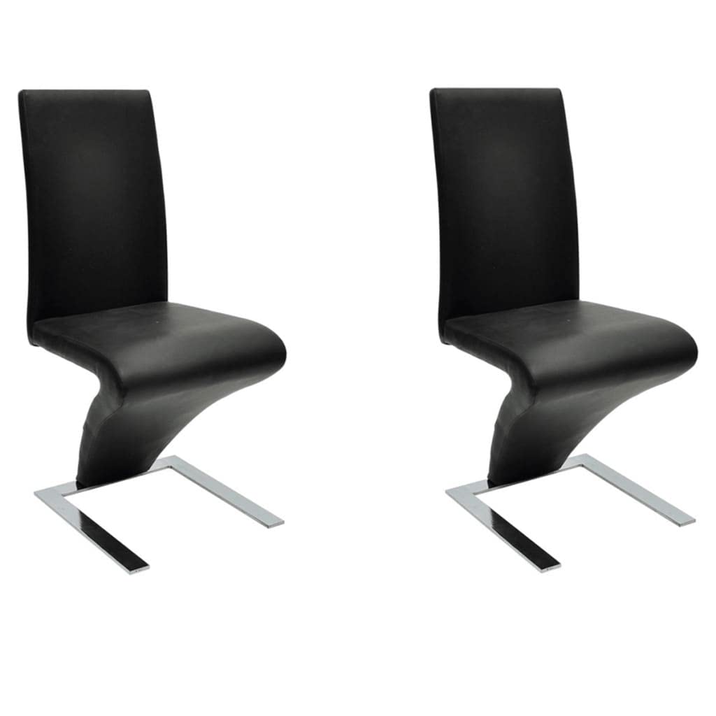 2 Pack Black Faux Leather Dining Chairs - Comfortable Kitchen Chairs Set for Dining Room, Living Room, Bedroom & Restaurant - Modern PU Leather Seats with Sturdy Metal Legs (Perfect for Home Decor & Small Spaces)