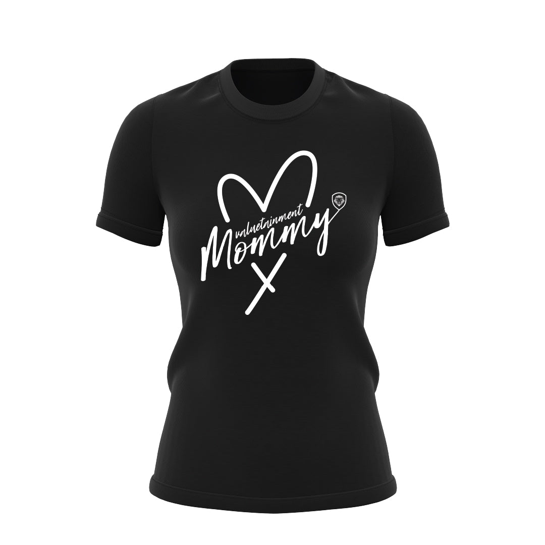 Women's Future Looks Bright Heart VT Mommy Black Short Sleeve T-Shirt - Cute Graphic Tee for Moms, Casual Wear & Family Outings