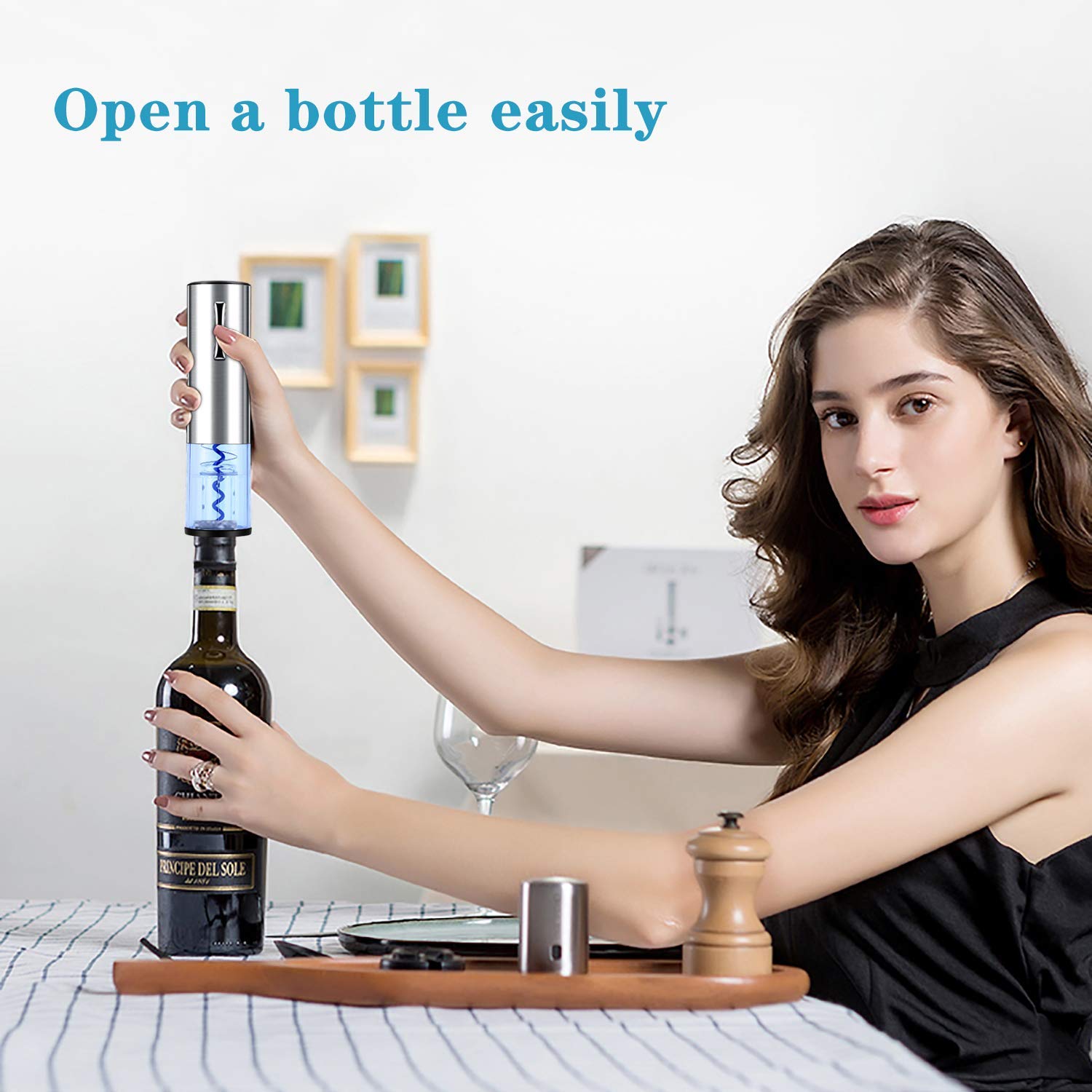 Rechargeable Electric Wine Opener with Foil Cutter & Charger - Automatic Corkscrew Bottle Opener, Stainless Steel - Perfect for Gifts, Parties, Restaurants & Home Bars