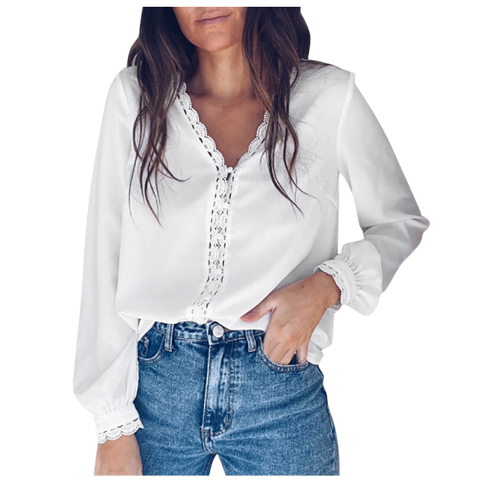 Women's Long Sleeve Printed Bandage Shirt with Collar Embroidery & Tie-Dye Design - Black Full Sleeve Blouse for Casual Wear, Office Outfits & Date Nights