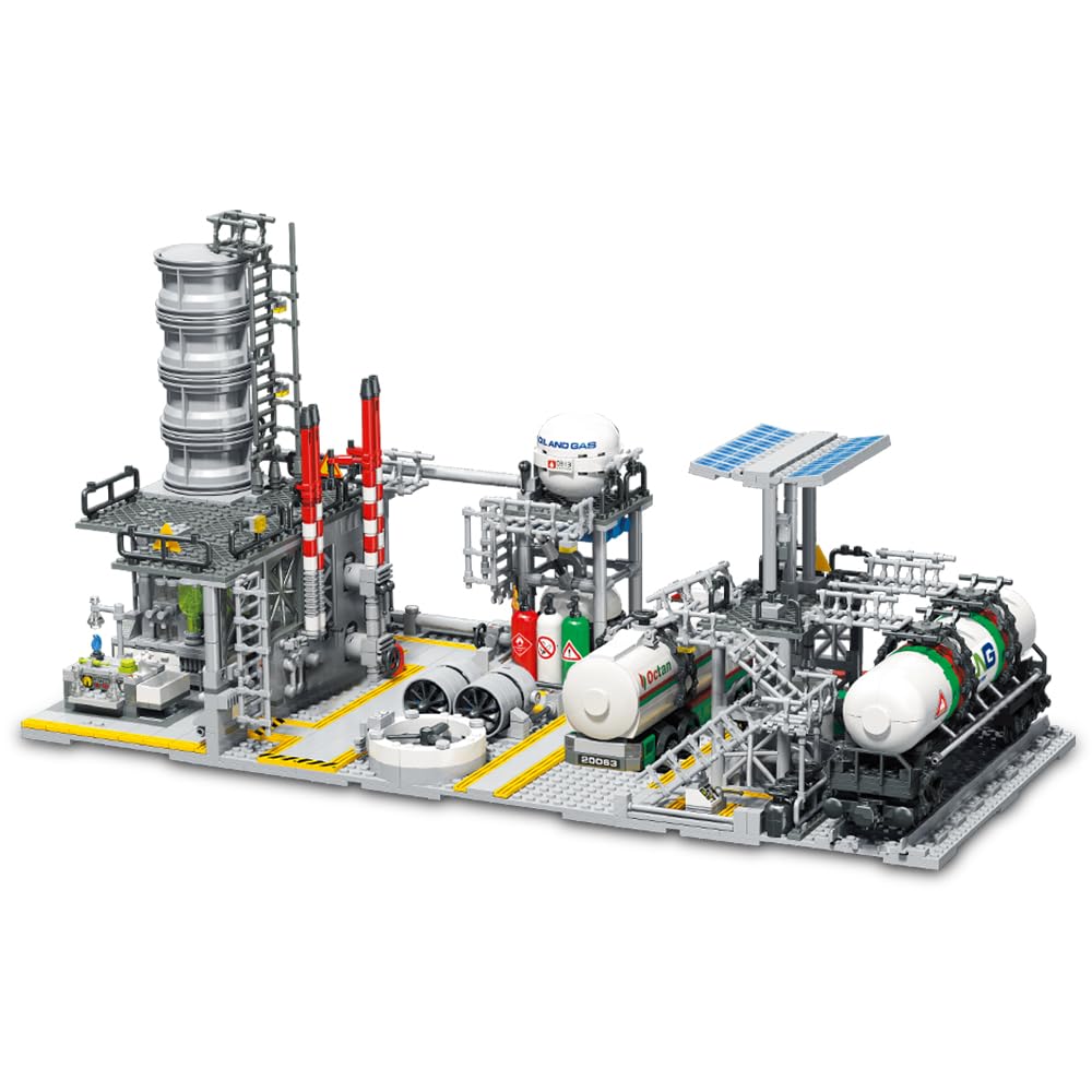 MISINI M6014 City Chemical Plant Building Set - 2142 Pcs STEM Toy for Adults, Includes Gas Station, Storage Center & Lab - Perfect for Collectors, Architecture Enthusiasts & Office Desk Display