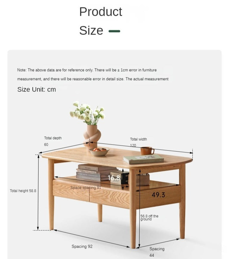 Solid Oak Wood High Leg Coffee Table - Modern Living Room Furniture for Home Decor & Relaxation