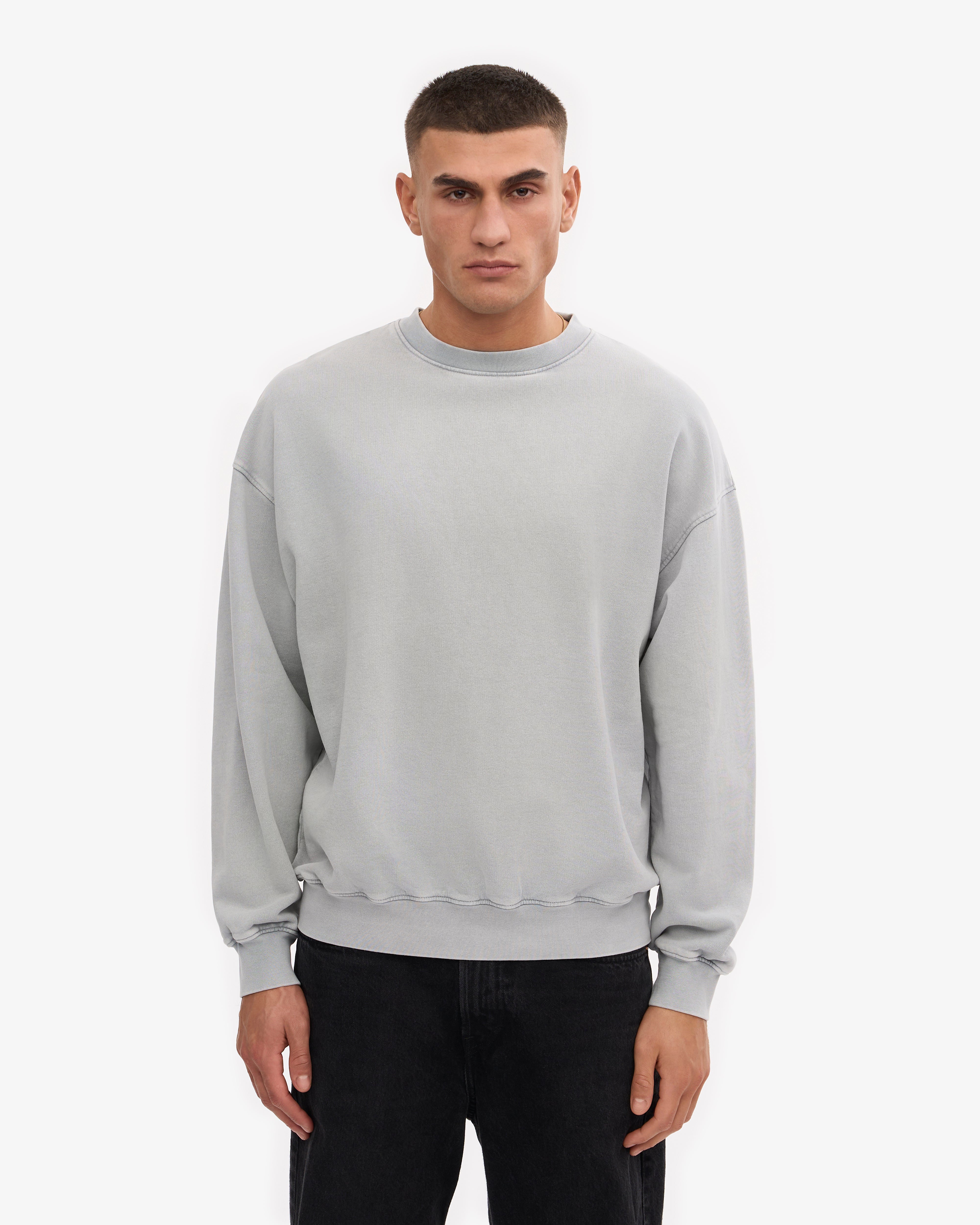 Organic Oversized Crewneck Sweatshirt - Faded Grey | Soft & Comfortable Unisex Pullover for Casual Wear & Loungewear