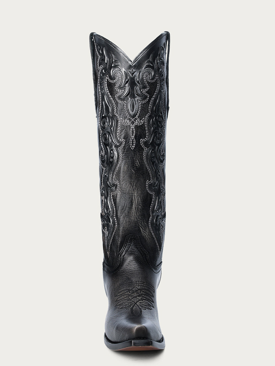 Women's Black & Grey Embroidered Rubber Cowboy Boots with Snip Toe - Western Style Riding Boots for Country Fashion & Outdoor Events