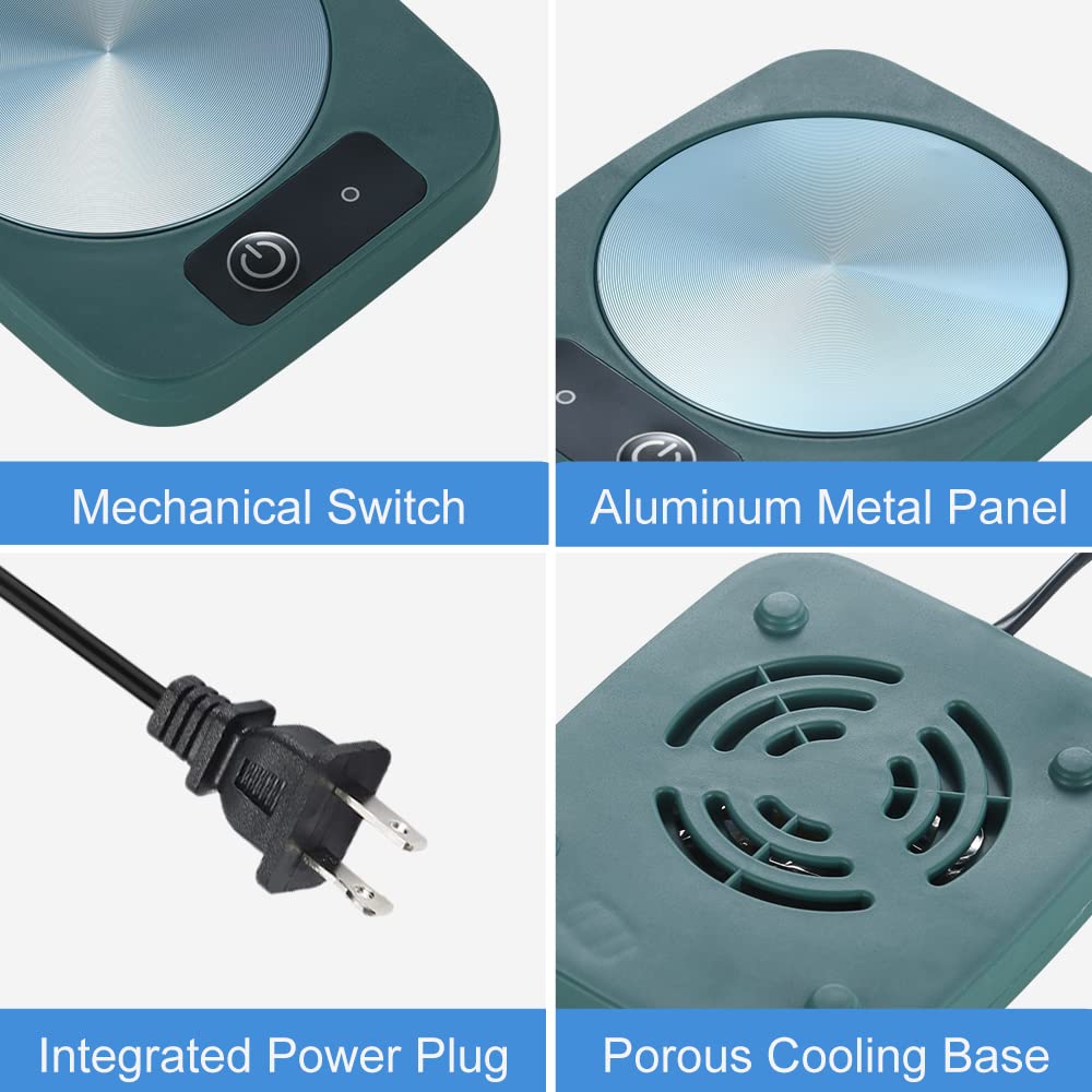 Premium Aluminum Coffee Mug Warmer Coaster - Safe & Reliable Heating Plate for Coffee, Tea, Cocoa, Milk, Food & Candles (4