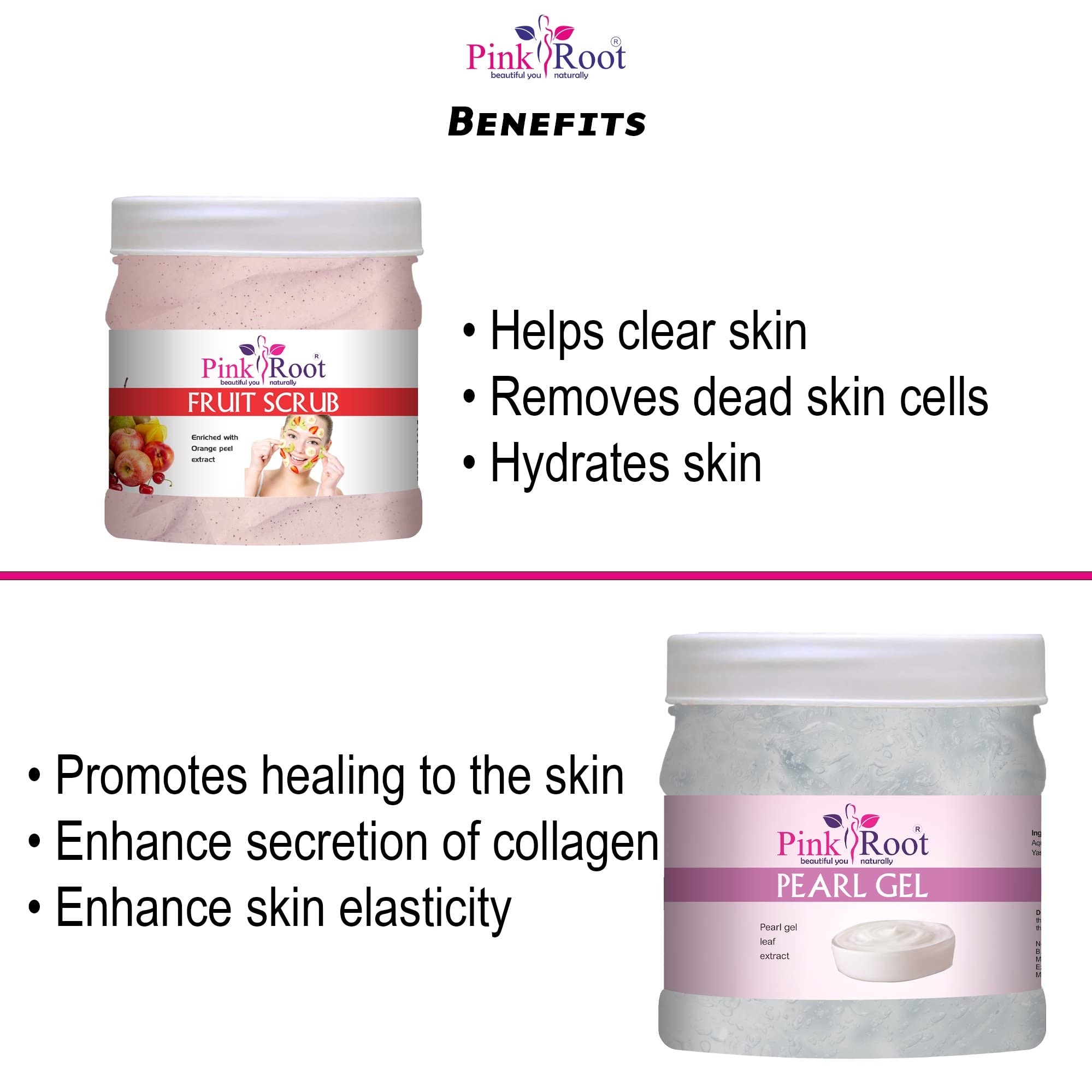 Pink Root Fruit Scrub 500g with Pearl Gel 500g - Natural Exfoliating Face & Body Scrub for Glowing Skin | Perfect for Spa Day, Gift Sets & Skincare Routine