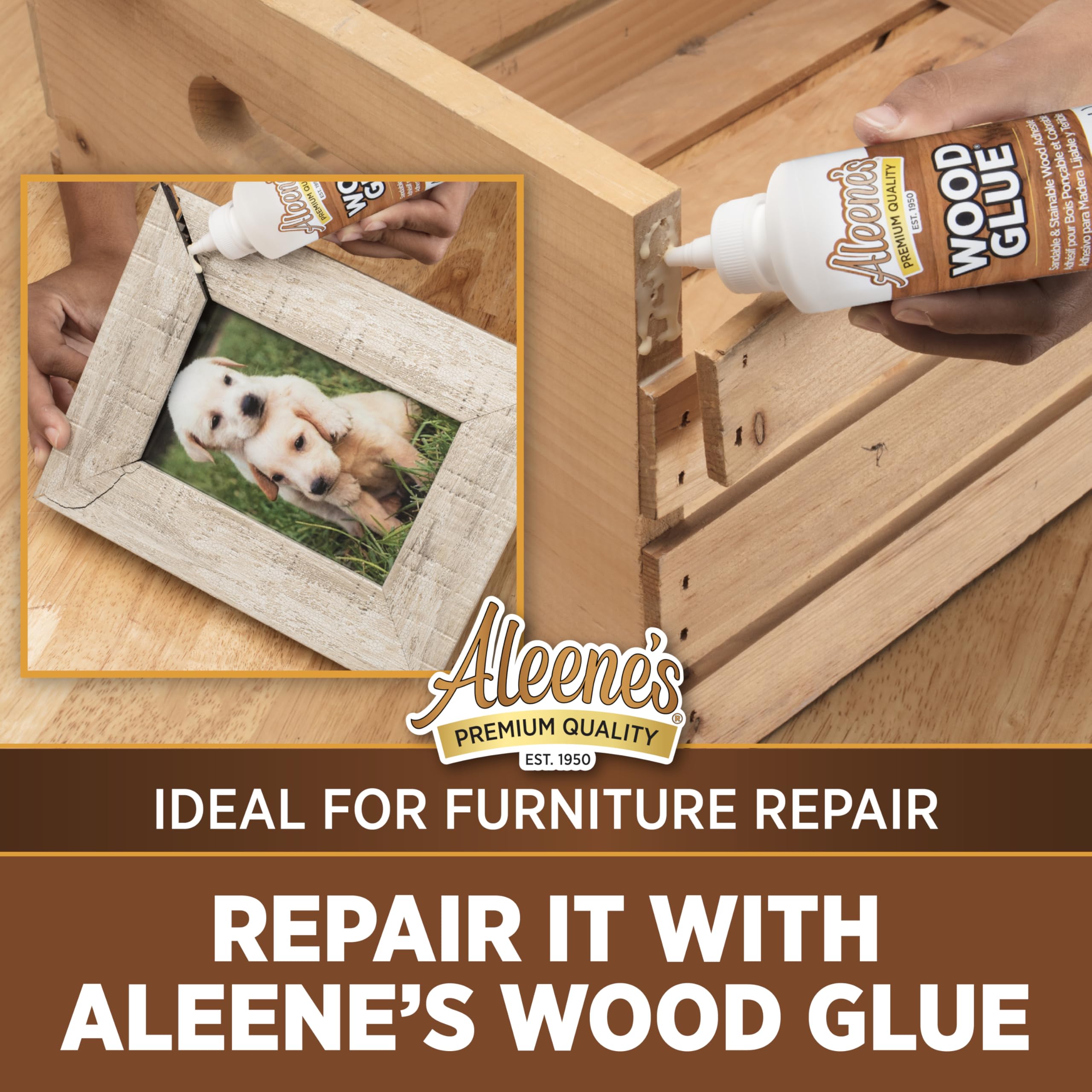 Aleene's Original Tacky Glue 4oz - Fast Drying Wood Glue for DIY Crafts, Woodworking & Home Repairs - Perfect for Furniture, Cabinets & Wooden Toys