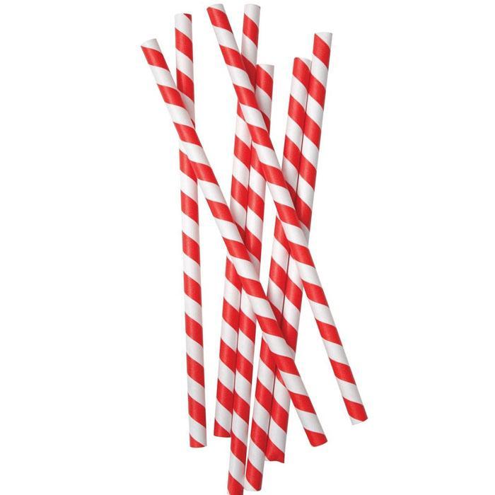Eco-Friendly Classic Striped Paper Straws - Biodegradable Drinking Straws for Parties, Weddings & Home Use