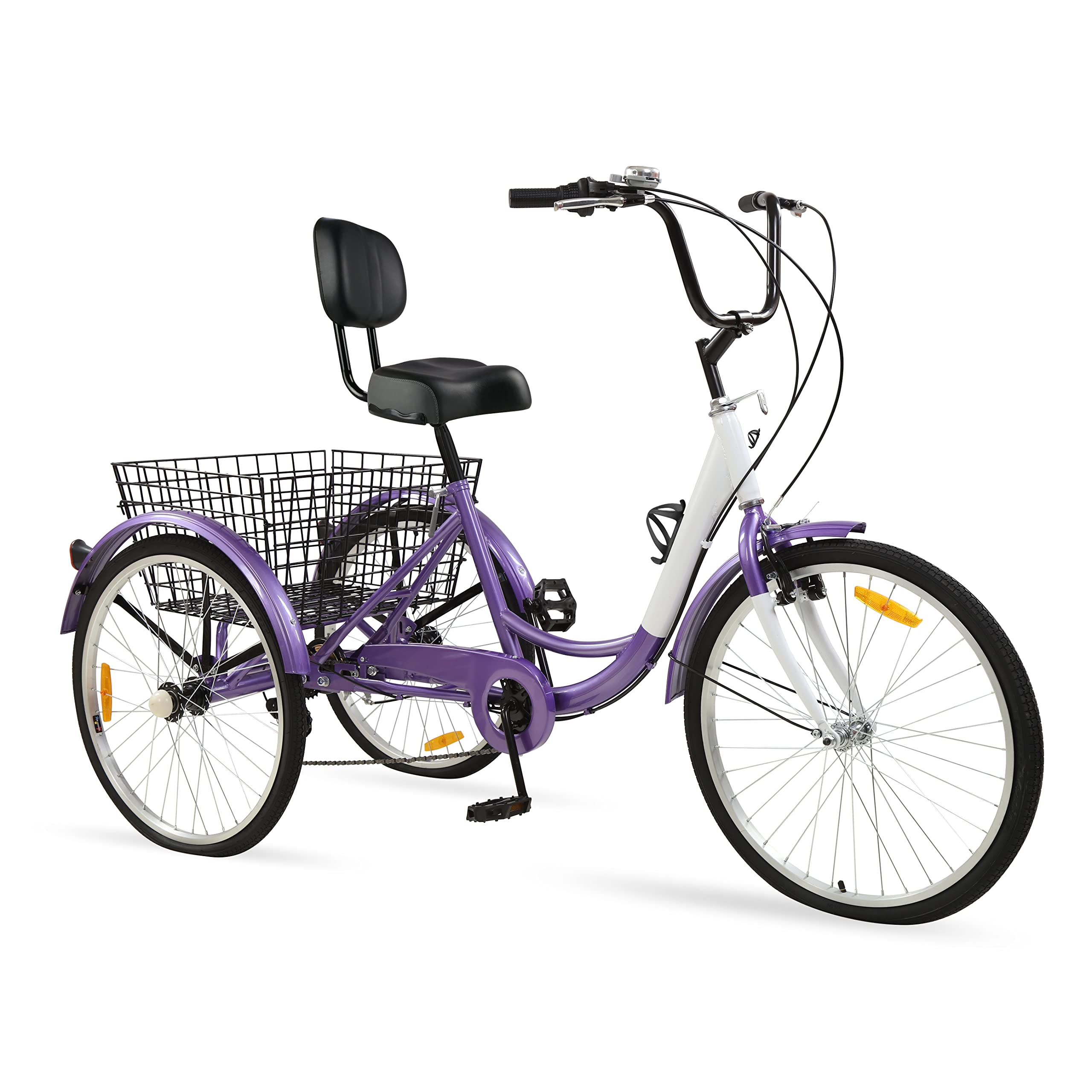Foxtell Adult Tricycle - 3 Wheel Cruiser Bike for Men & Women with 7-Speed Gears, Adjustable Backrest & Cargo Basket (20/24/26 Inch Wheels, Multiple Colors) - Perfect for Senior Rides, Grocery Shopping & Outdoor Recreation