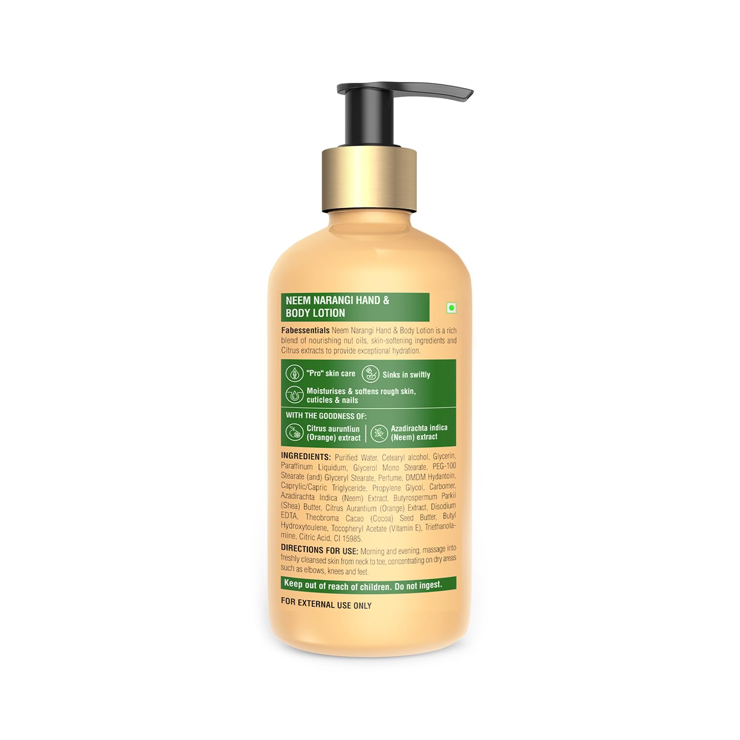 Fabessentials Neem Narangi Hand & Body Lotion - 300ml | Shea Butter & Cocoa Seed Butter | Moisturizing & Softening Lotion for Dry, Rough Skin | Nourishes Hands, Body & Cuticles | Hydrating Body Milk for Daily Skincare | Perfect for Dry Winter Skin & After-Shower Moisturizing