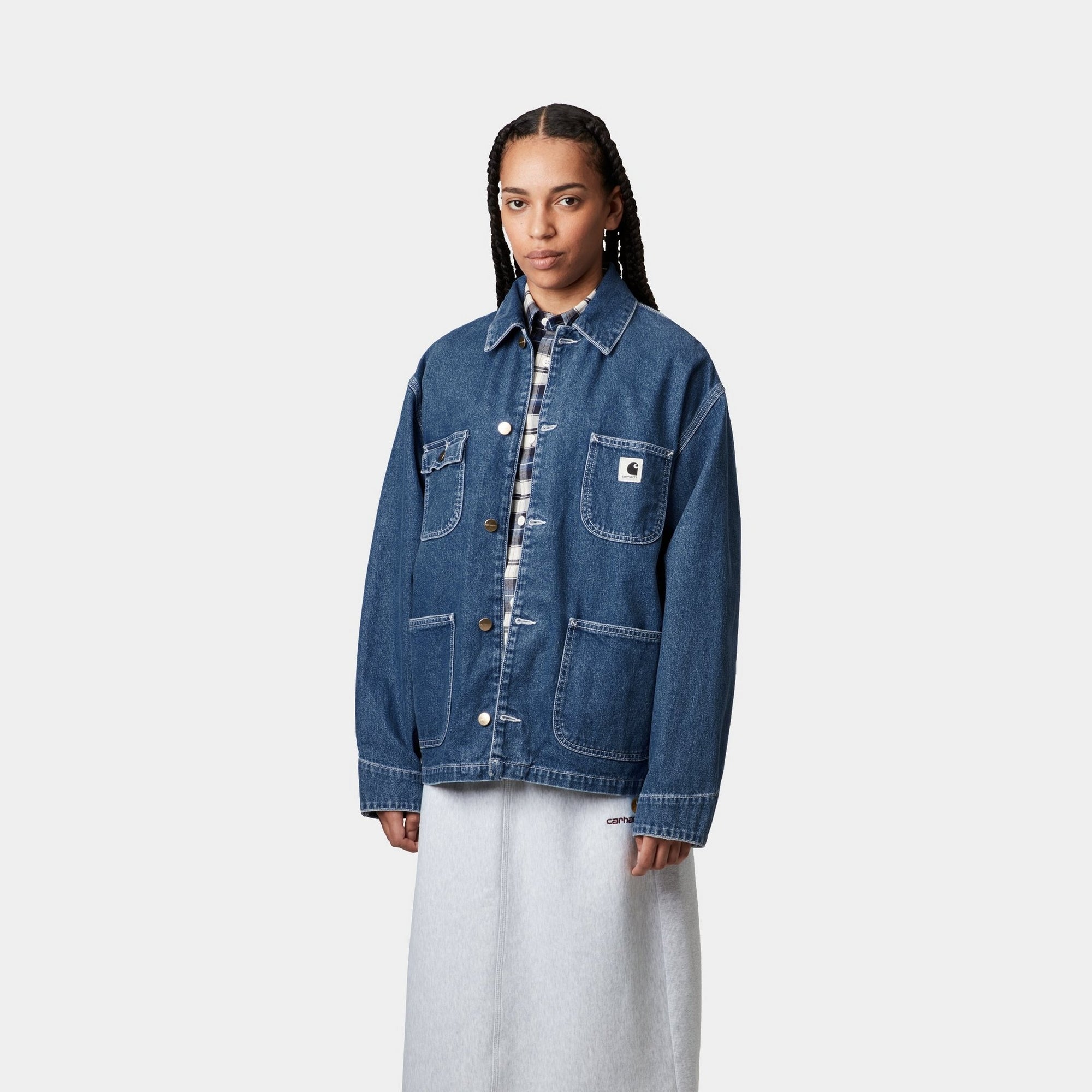 Women's OG Michigan Denim Jacket - Lightweight Spring Coat in Stone Washed Blue | Casual Outerwear for Everyday Wear & Outdoor Activities
