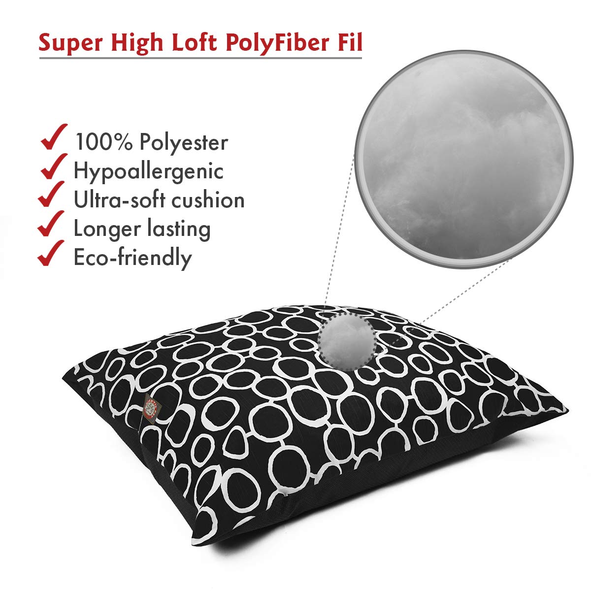 Majestic Pet Large Washable Non-Slip Dog Bed - 46x35 Inch Rectangle Orthopedic Crate Mat for Large Breed Dogs - Super Soft Comfort Kennel Bed with Pillow Support (Fusion Black) - Perfect for Home, Crate & Travel Use