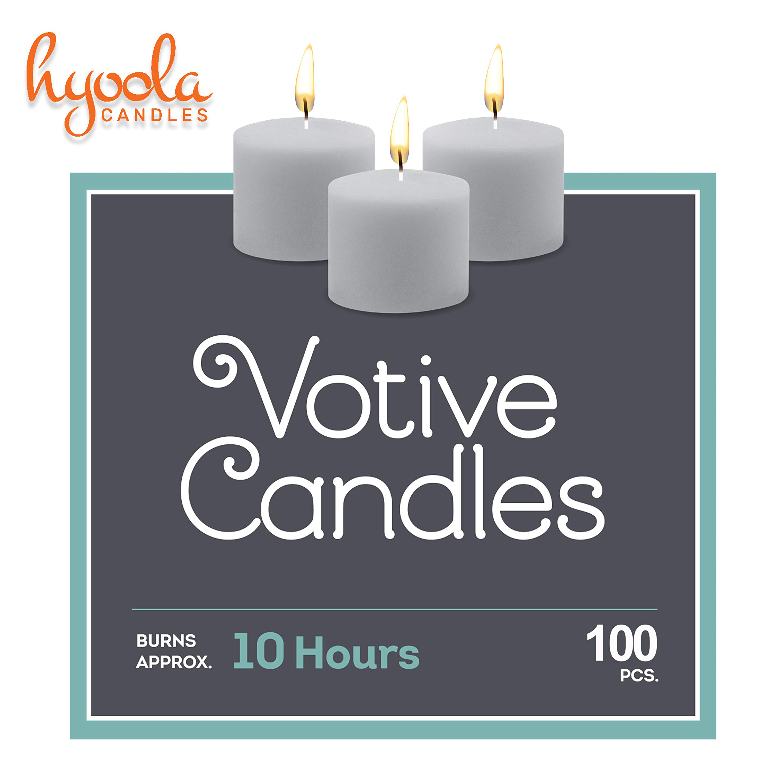 Hyoola Unscented Votive Candles - 100 Pack, 10-Hour Burn - for Weddings & Home Decor