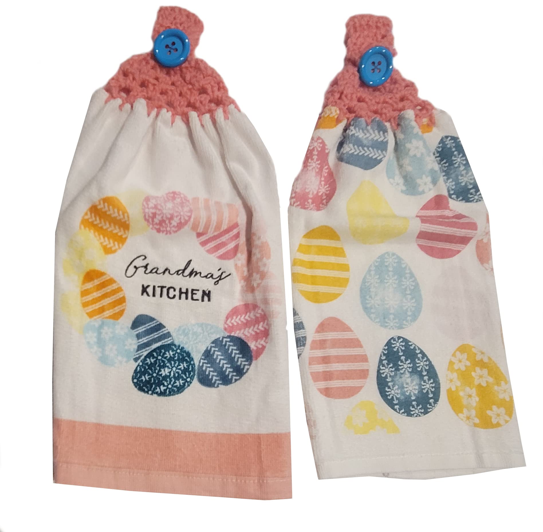 Handmade Pink Crochet Kitchen Towels Set of 2 - Vintage Style Dish Towels for Drying Dishes, Decorating Farmhouse Kitchen & Gift Giving